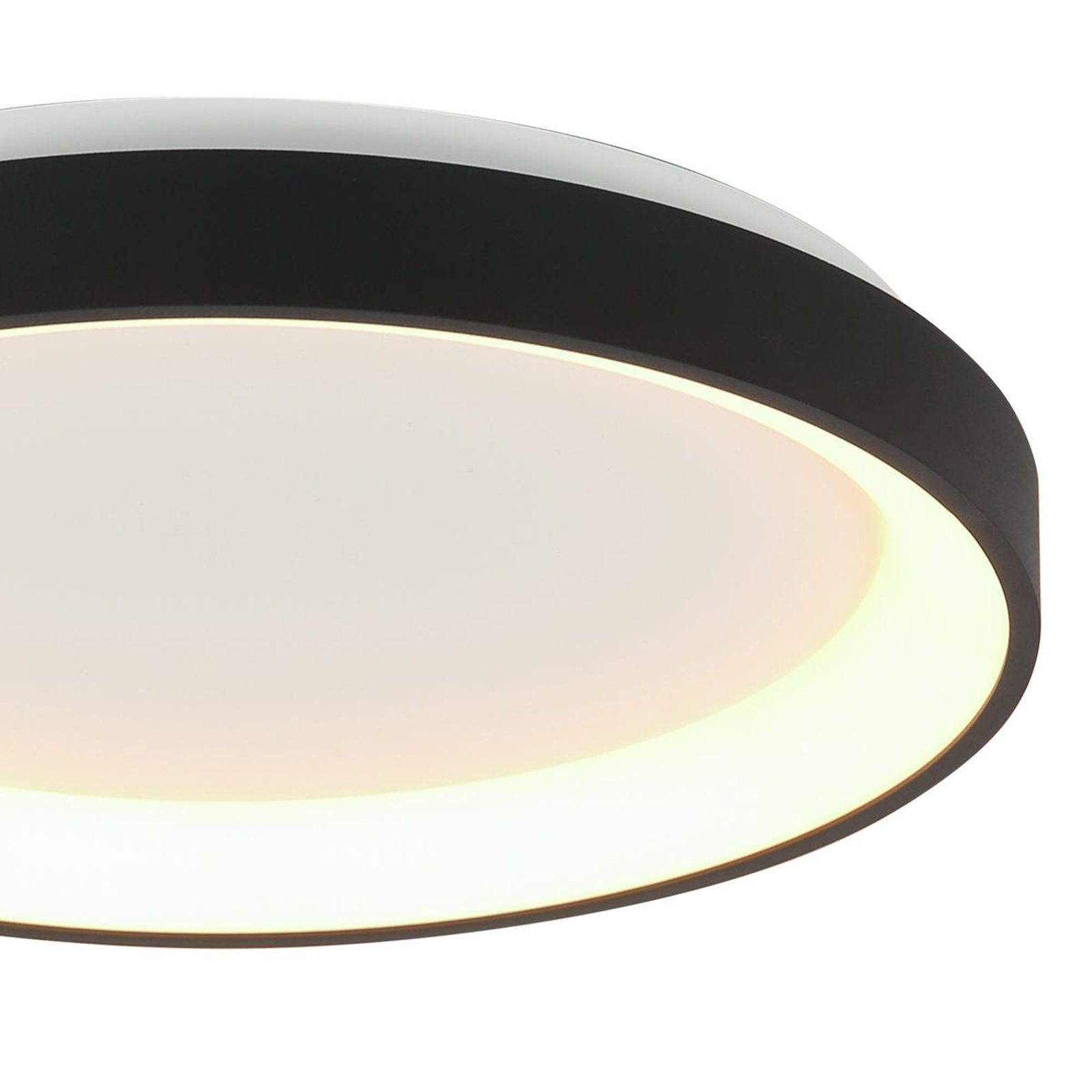 Plafonnier LED Ringlede, noir, hauteur 6 cm, Ø 38 cm