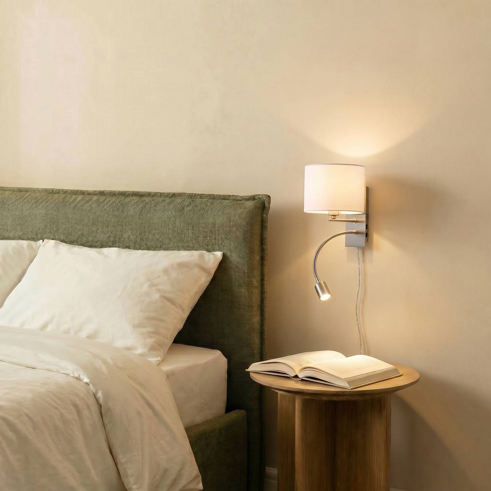 Lindby wandlamp Florens, nikkel, LED leeslamp, 23,5 cm
