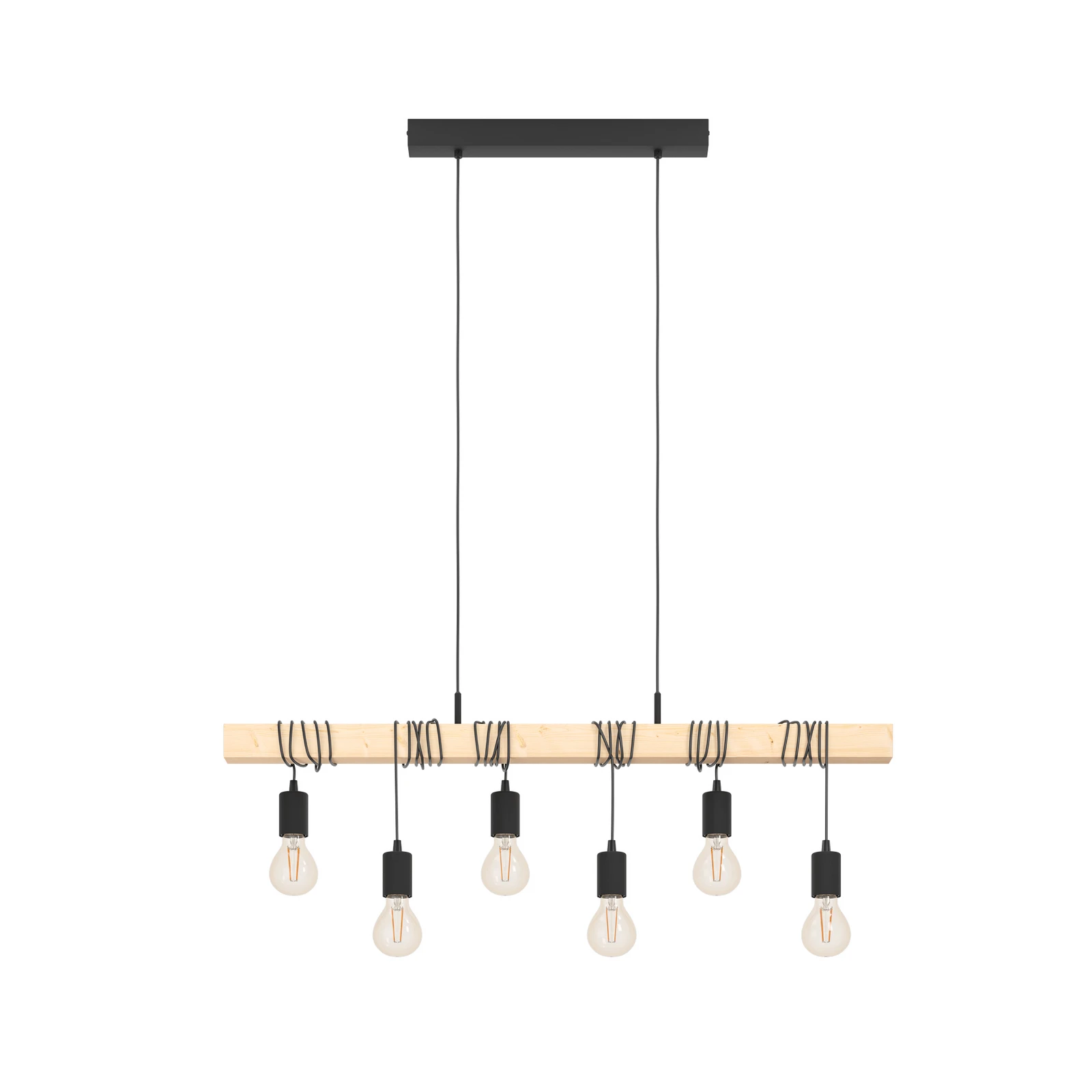 Suspension Townshend avec du bois 6 lampes