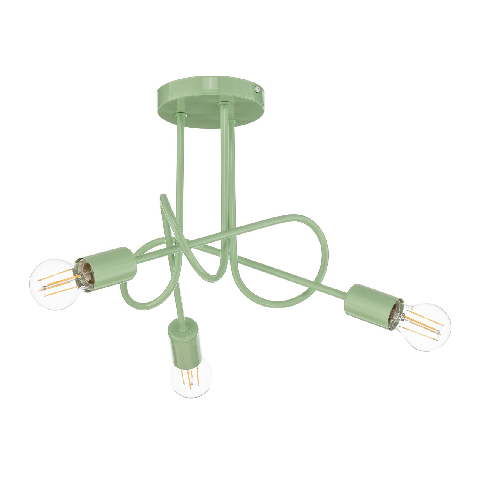 Oxford ceiling light, green, metal, 3-bulb, E27
