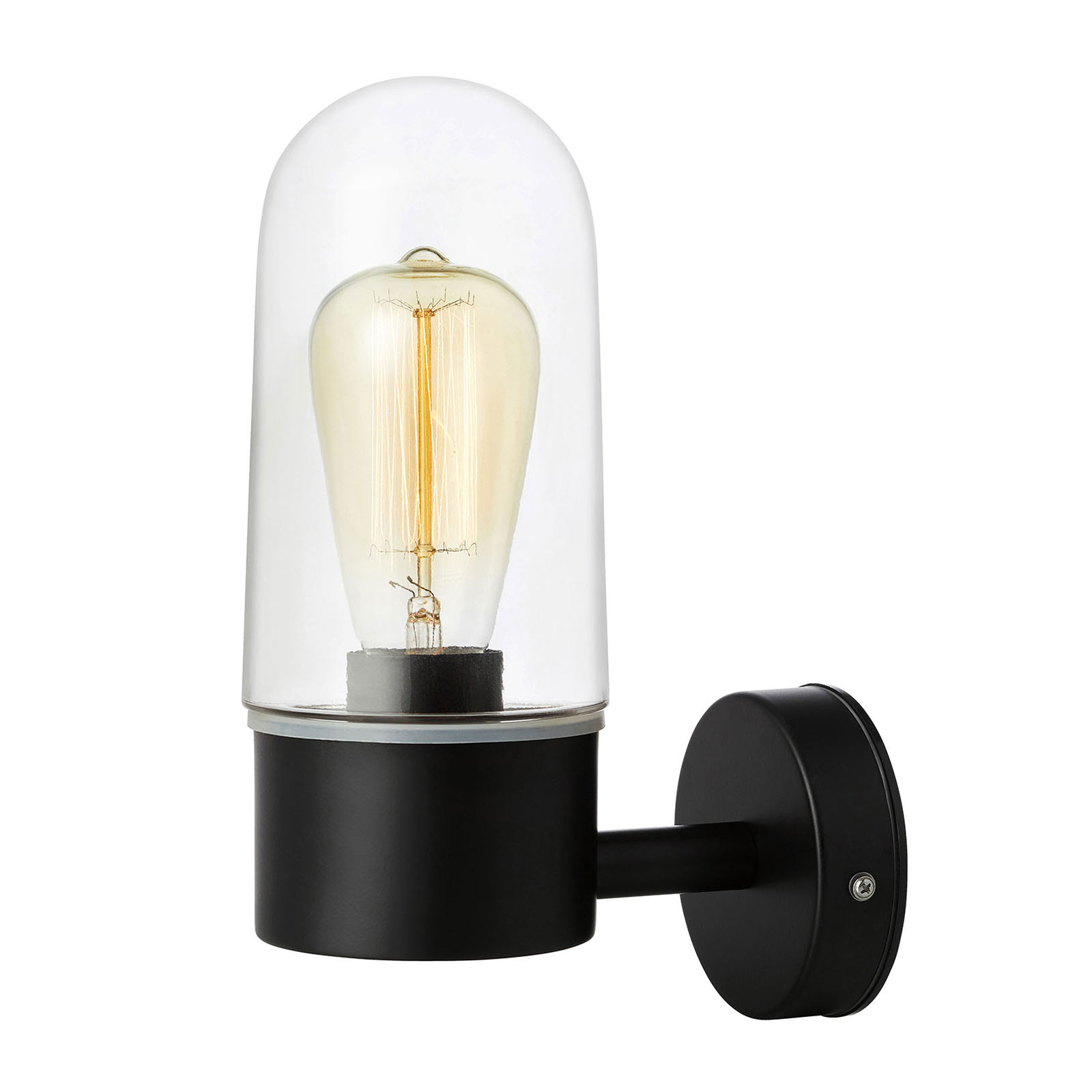 Markslöjd Zen wall light, clear glass, black, for Bathroom, metal, glass, E27, 15 W, energy efficiency: A++, H: 27 cm