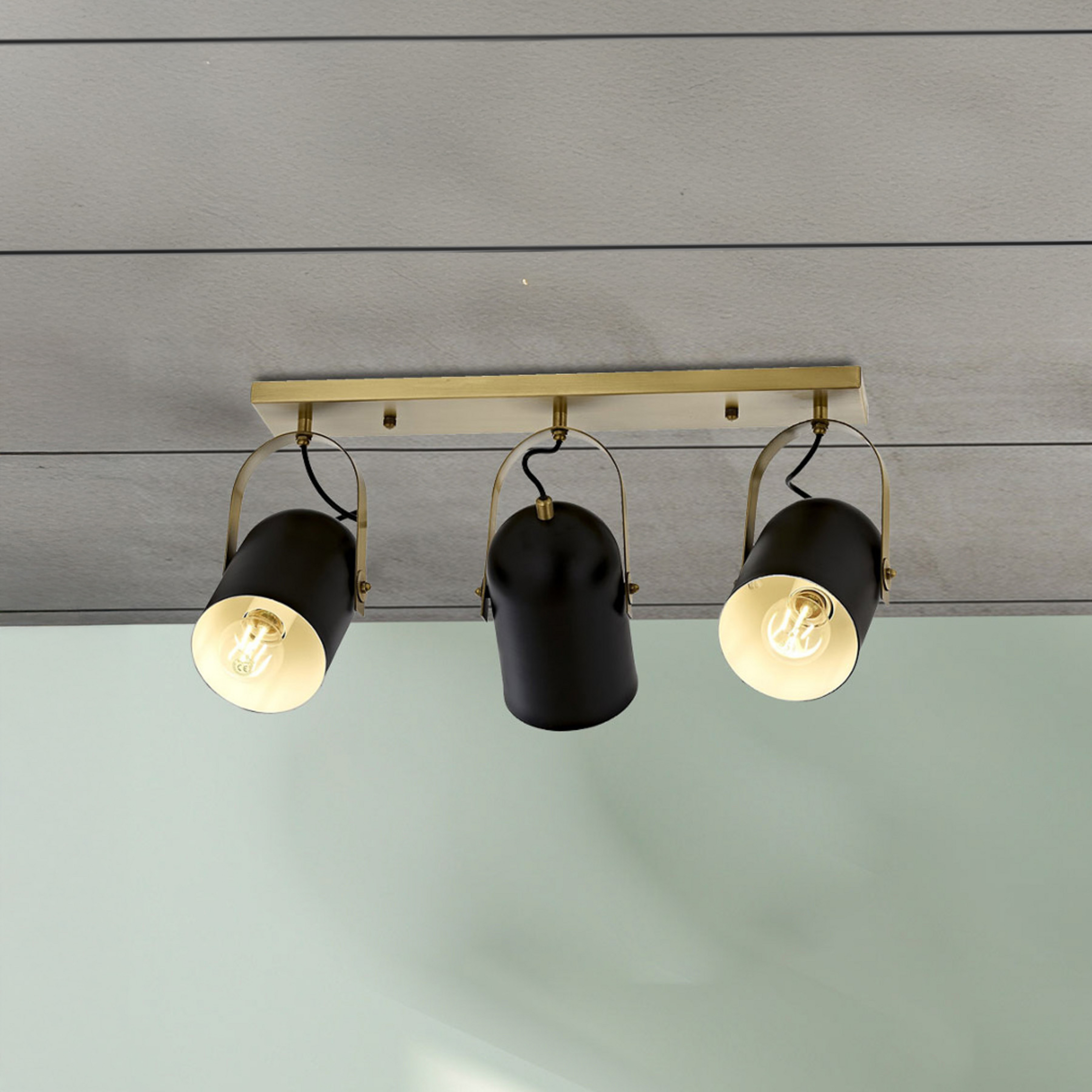 Deckenleuchte Esra, schwarz, Länge 45 cm, Metall, 3-flammig