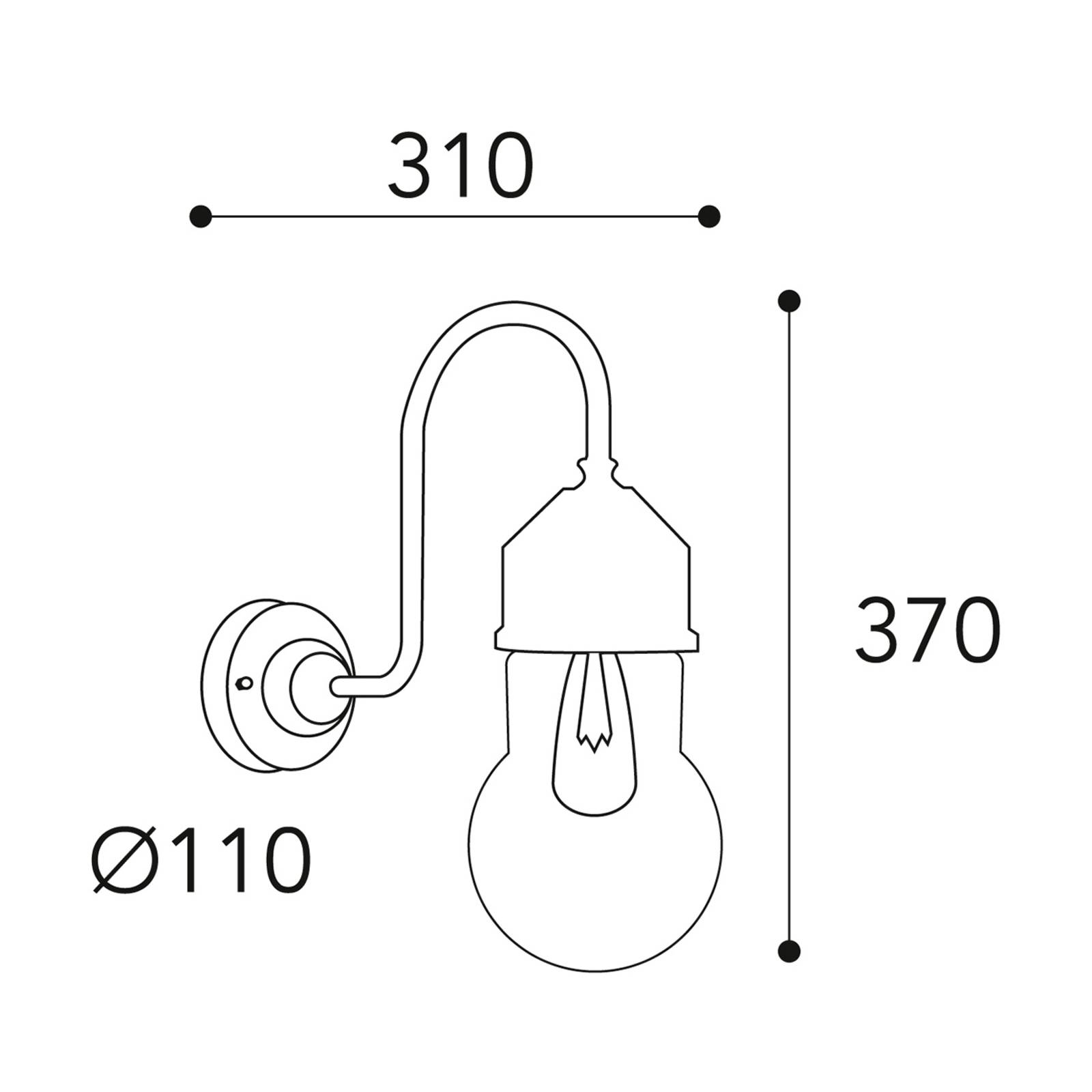 Moretti Luce Vägglampa 1950N antikmässing välvt glas klar