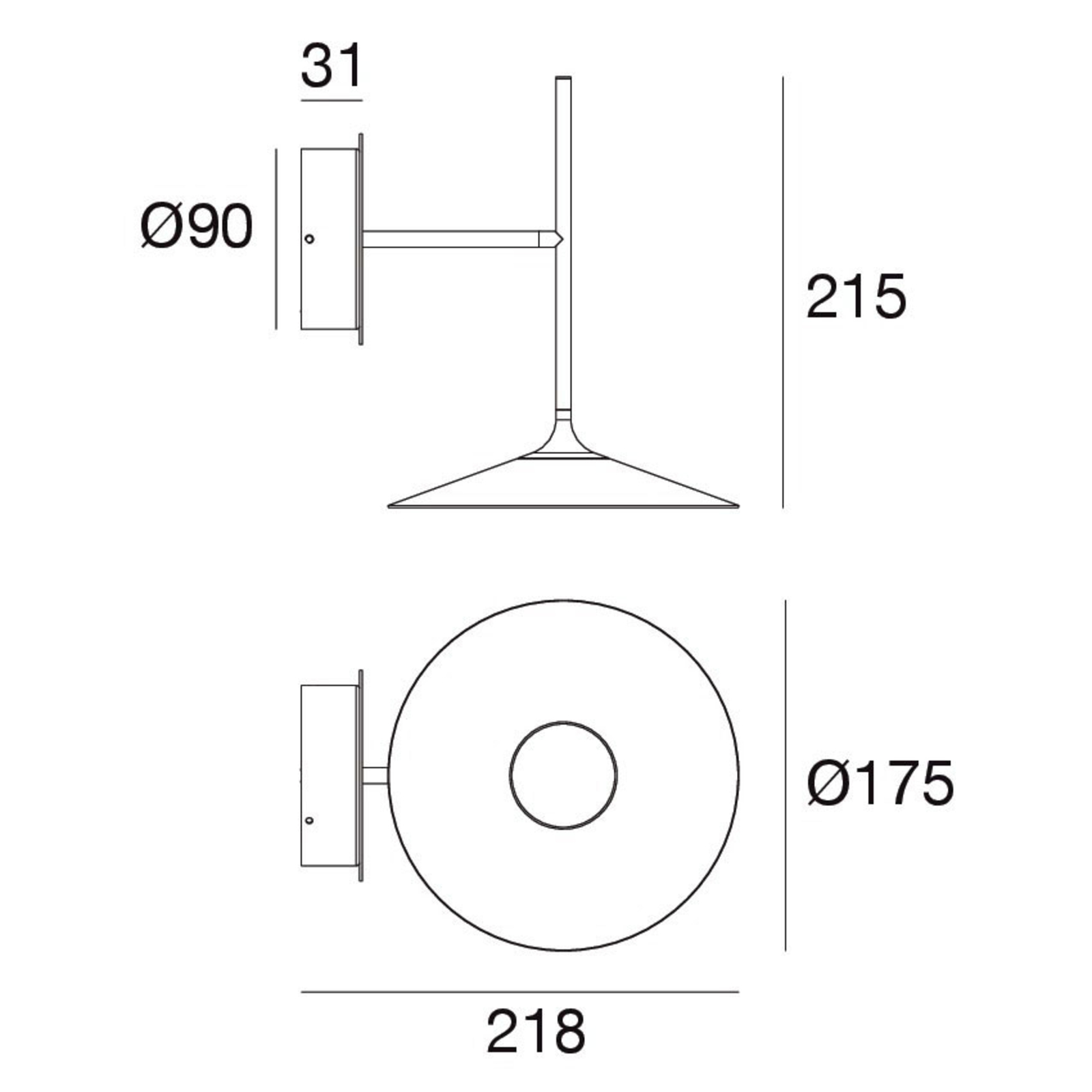 LED wandlamp Poe plus, zwart