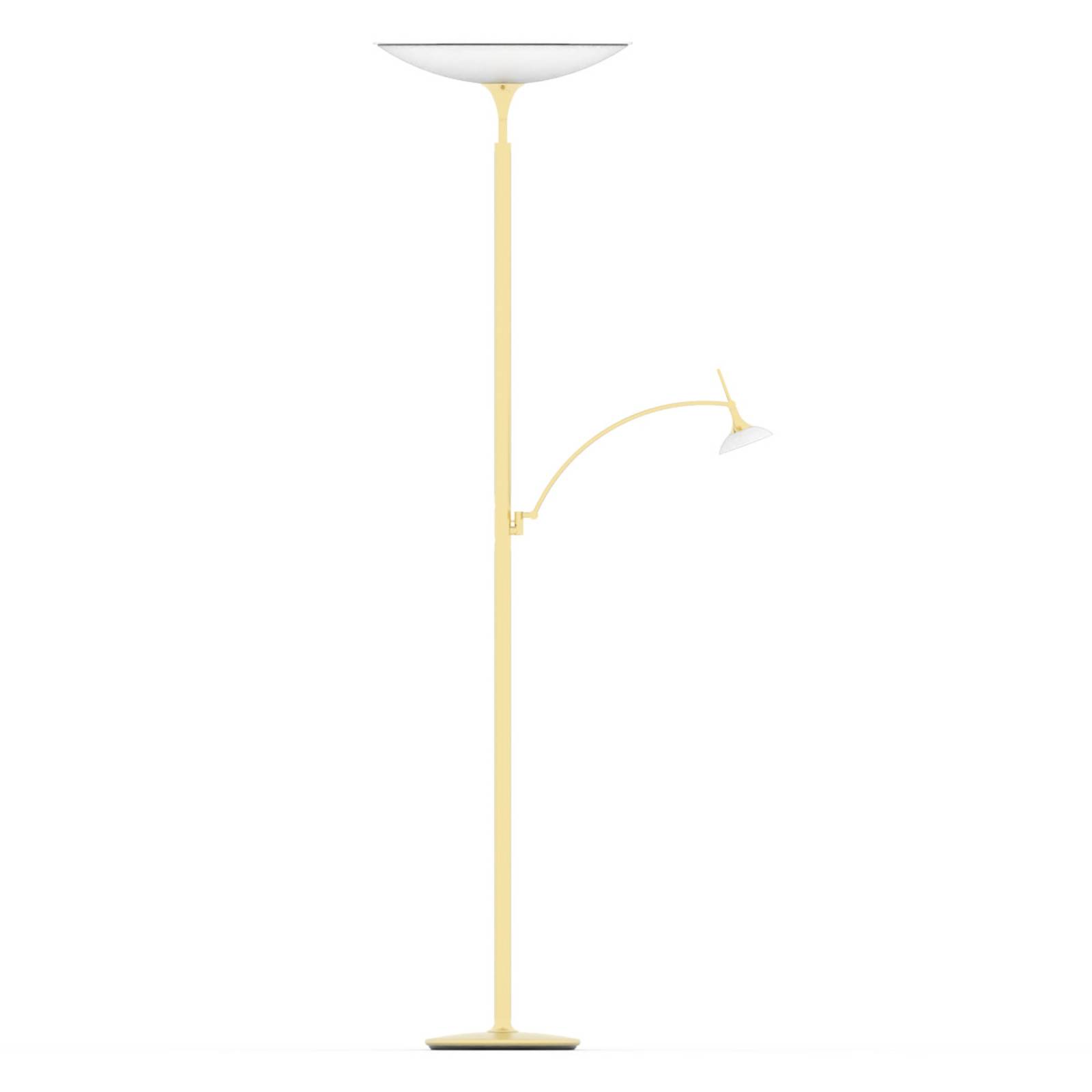 Rothfels Trinessa-LED-valaisin lukuvarsi, messinki - jalkalamppu - uplight-lattiavalaisin - lamppu Olohuoneen/ruokailutila opaalinvalkoinen, matta messinki