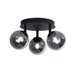 Crosby ceiling light, black / smoke grey