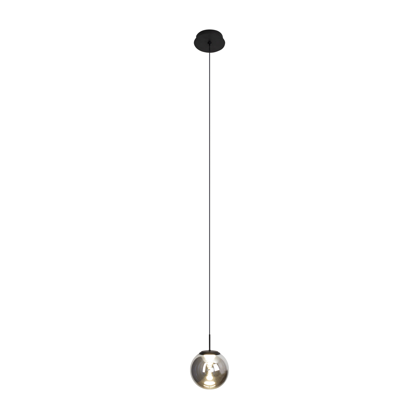 LED pendant light Altaïr, silver-coloured, Ø 15 cm, glass 3,000 K