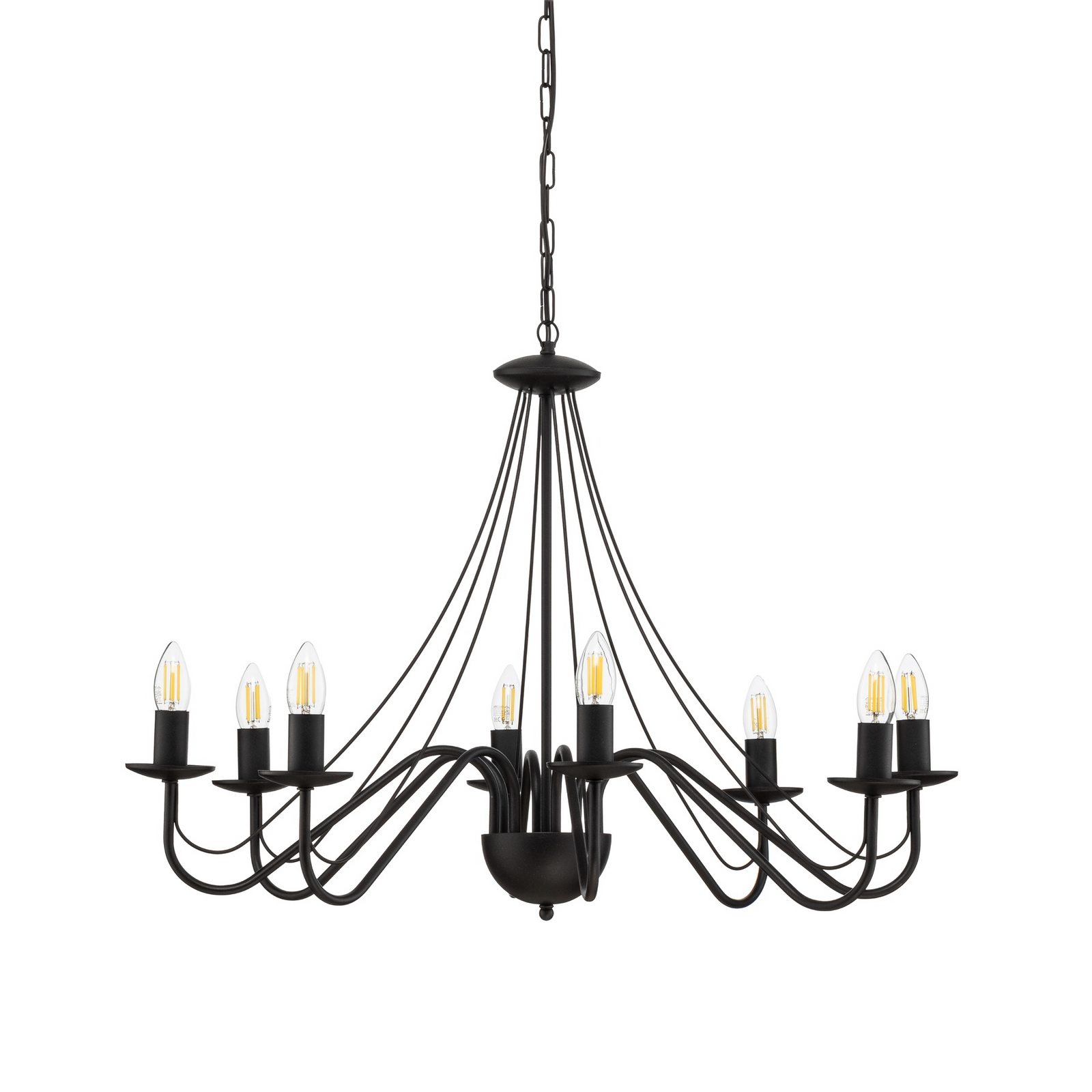 Kronleuchter Malbo, schwarz, Metall, 8-flammig, E14