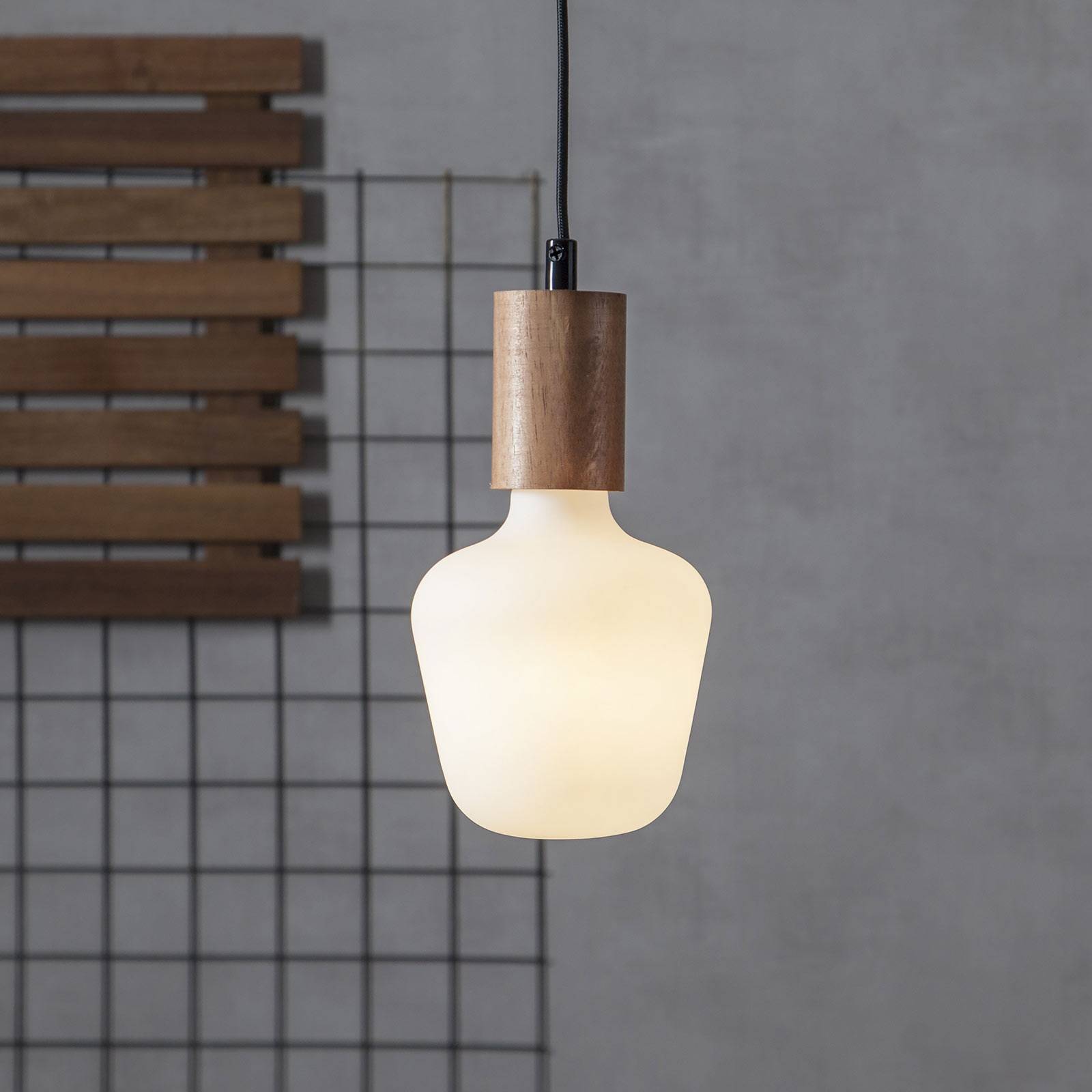 STAR TRADING Slim E27 socket with cable, wood, plastic, wood, E27, L: 350 cm