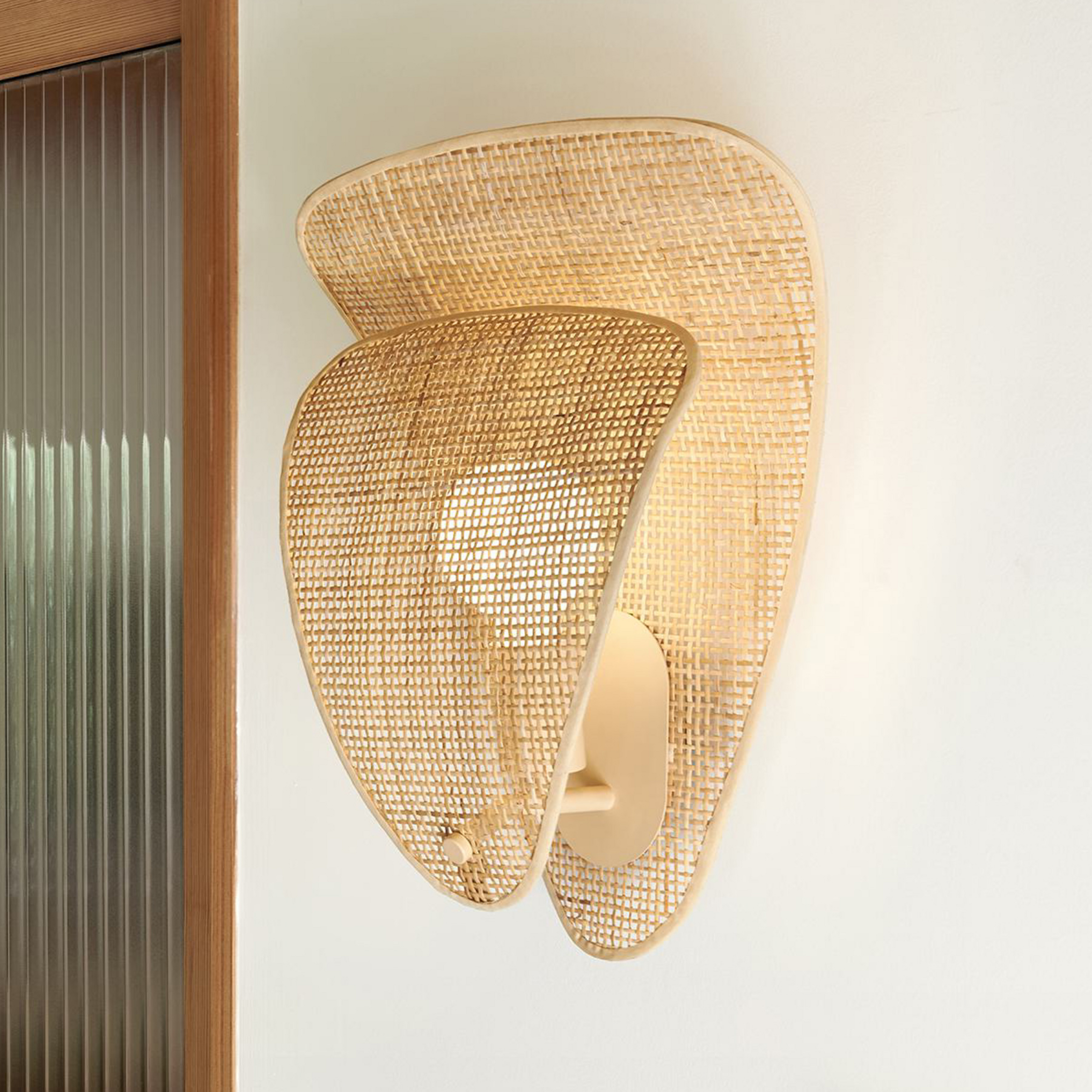 MARKET SET Wandlampe Coquillage, naturfarben, 33 cm, Rattan