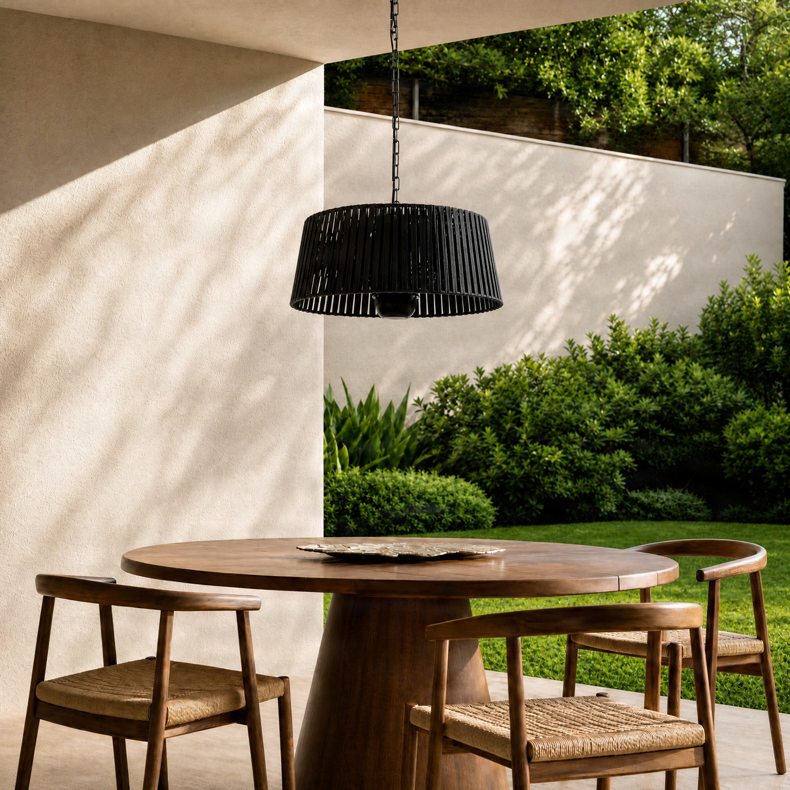 Lucande Pyravo suspended patio heater, black, aluminium, Ø 60 cm Lucande Pyravo suspended patio heater, black, aluminium, Ø 60 cm