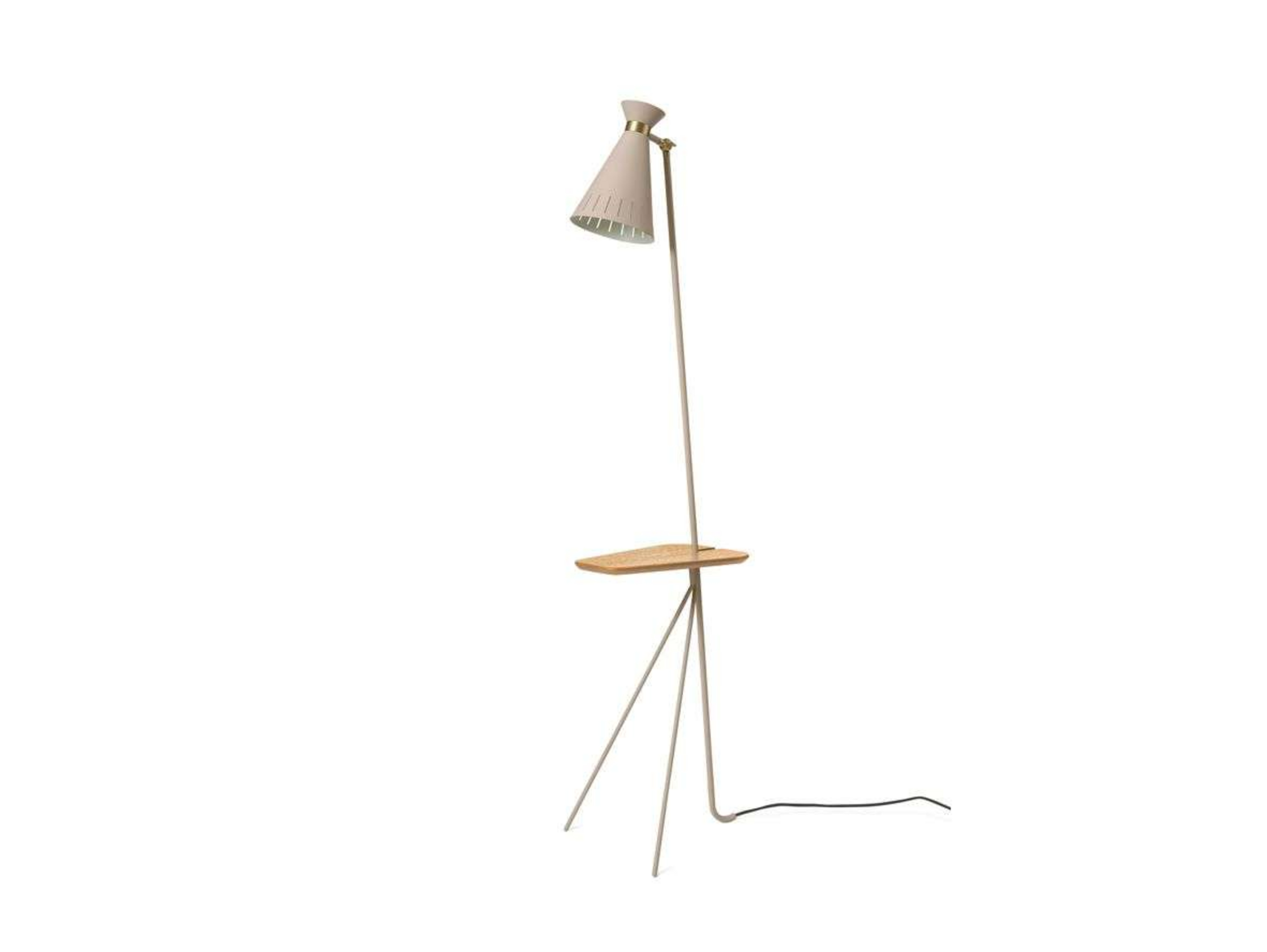Cone Floor Lamp w/Table Pure Cashmere/Oak - Warm Nordic