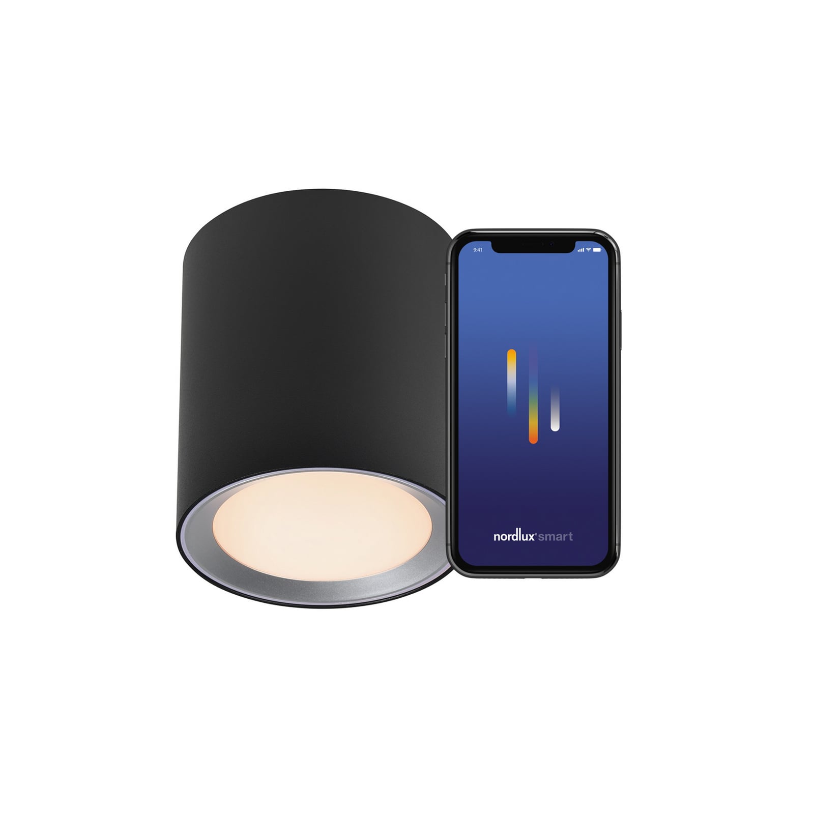 LED mennyezeti spot Landon Smart, fekete, magasság 14 cm