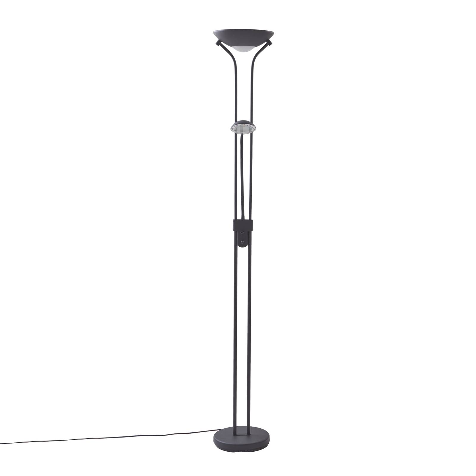 Lindby LED-Standleuchte Josefin, schwarz, Leselicht, dimmbar