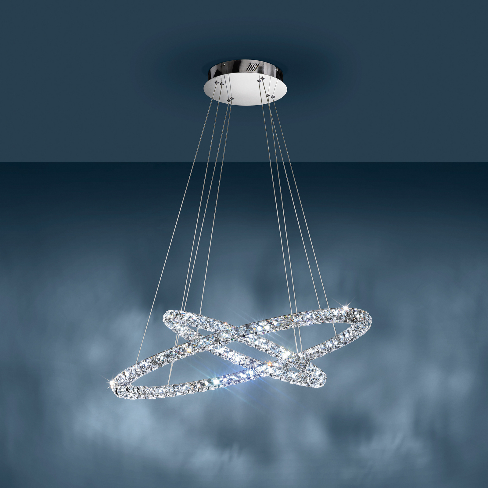 Suspension LED Toneria chromée 90 cm en acier inoxydable - Stars of Light