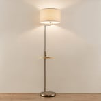 Lindby gulvlampe Zinia, nikkelfarvet, hylde, USB-tilslutning