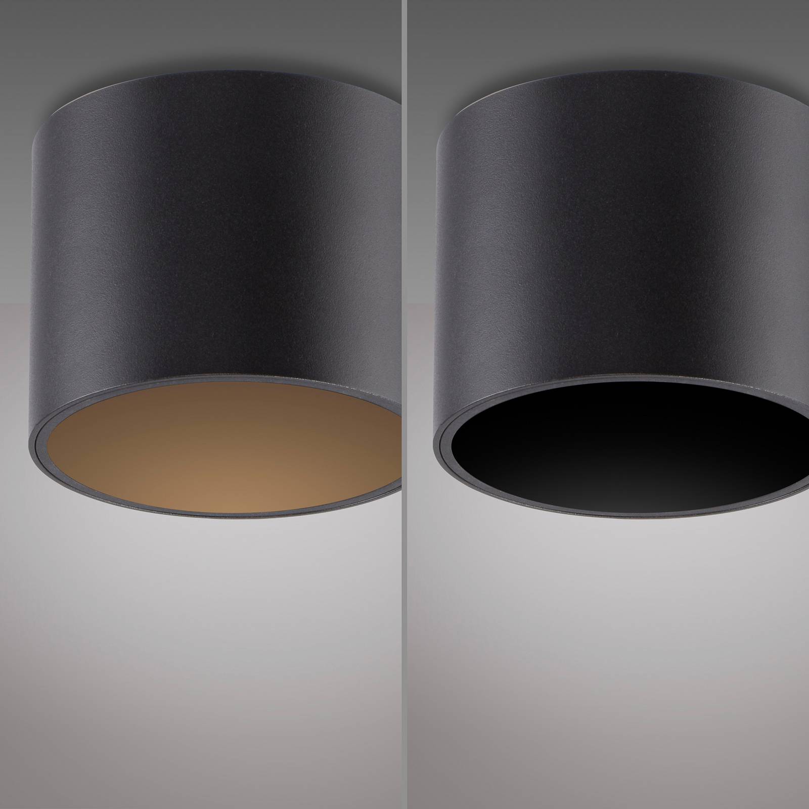 PURE lampa sufitowa LED do łazienki Point, czarna, Ø 18 cm, IP44