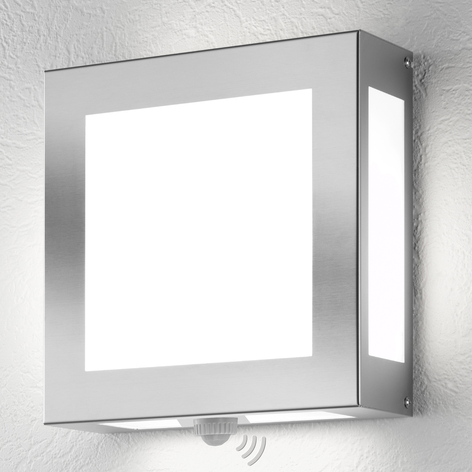 Außenwandlampe Legendo, Edelstahl mit Sensor