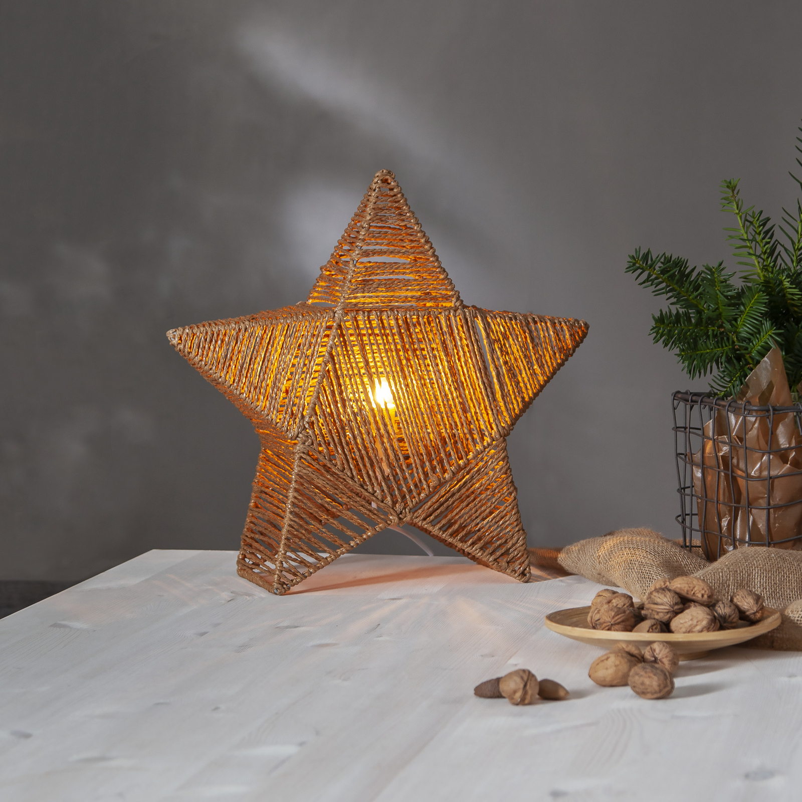 Rappe decorative star, paper strings, standing