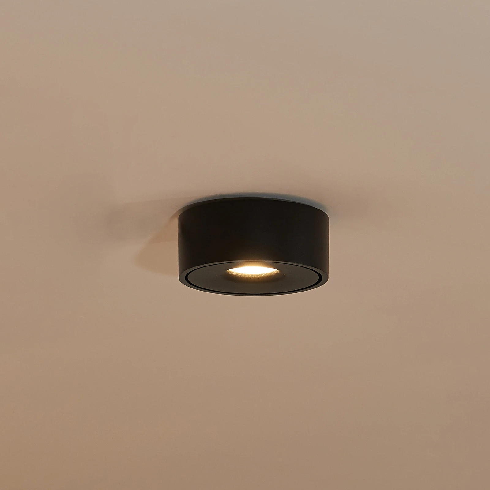 Arcchio LED-Deckenlampe Rotari, schwarz, Metall, Ø 12cm