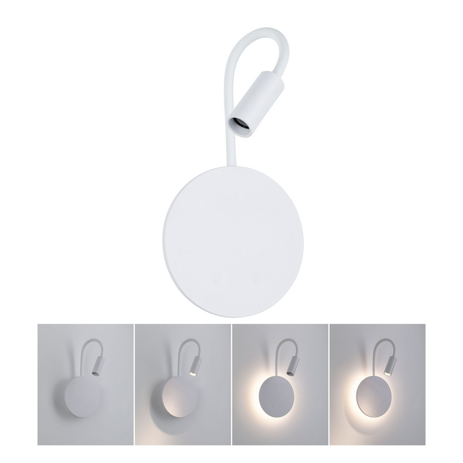 Applique murale LED rechargeable Miora, blanche, bras flexible, variateur Applique murale LED rechargeable Miora, blanche, bras flexible, variateur