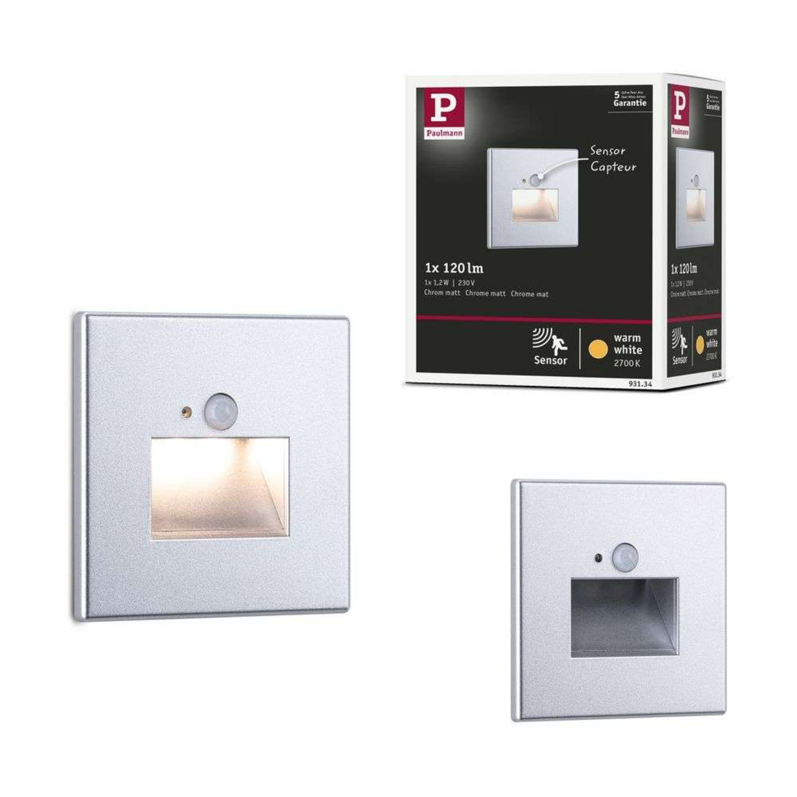 Edge Quadro LED Candeeiro de Parede Embutida Square Mate Cromado - Paulmann