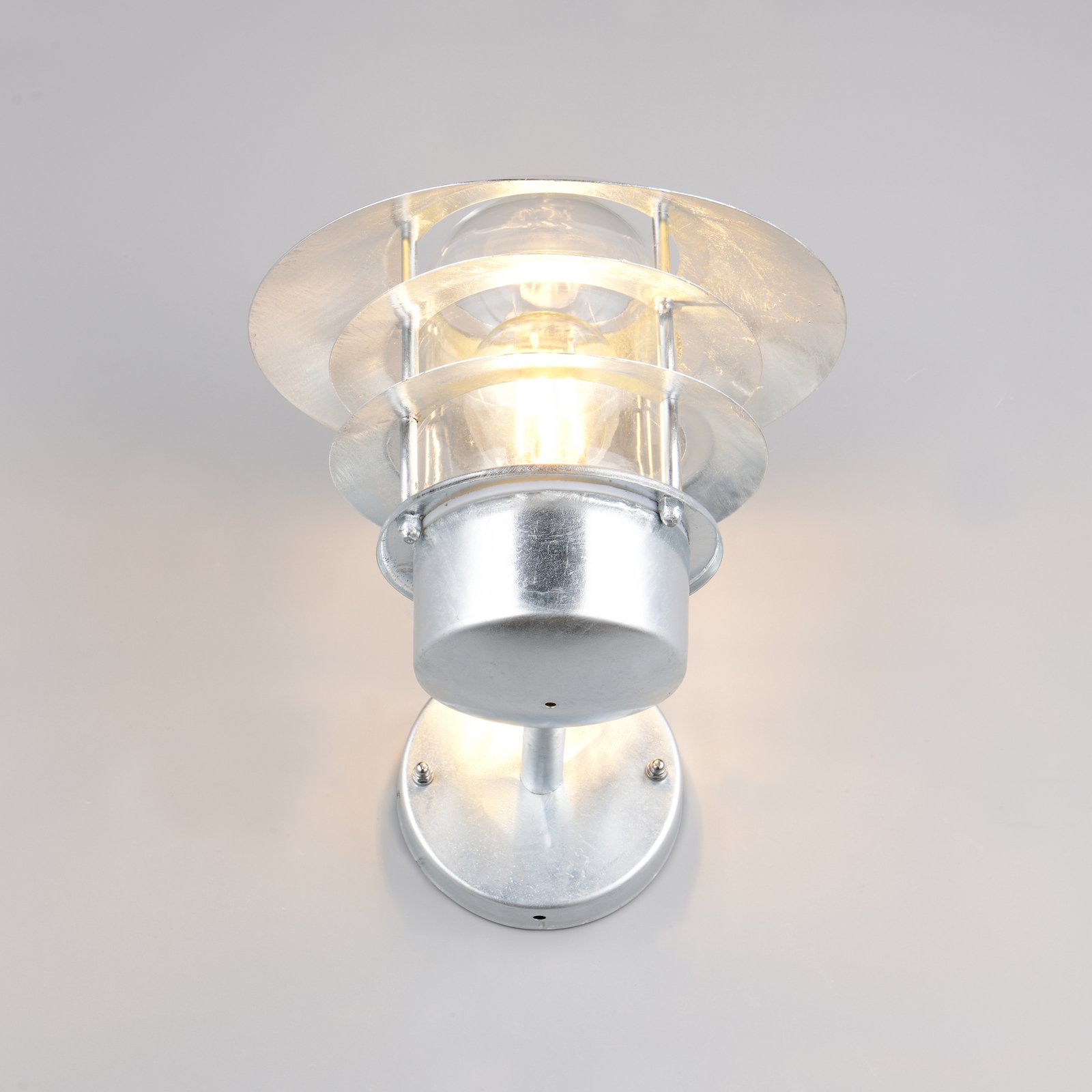 Utendørs vegglampe Ruvuuma sinkfarget Ø 22 cm oppadrettet