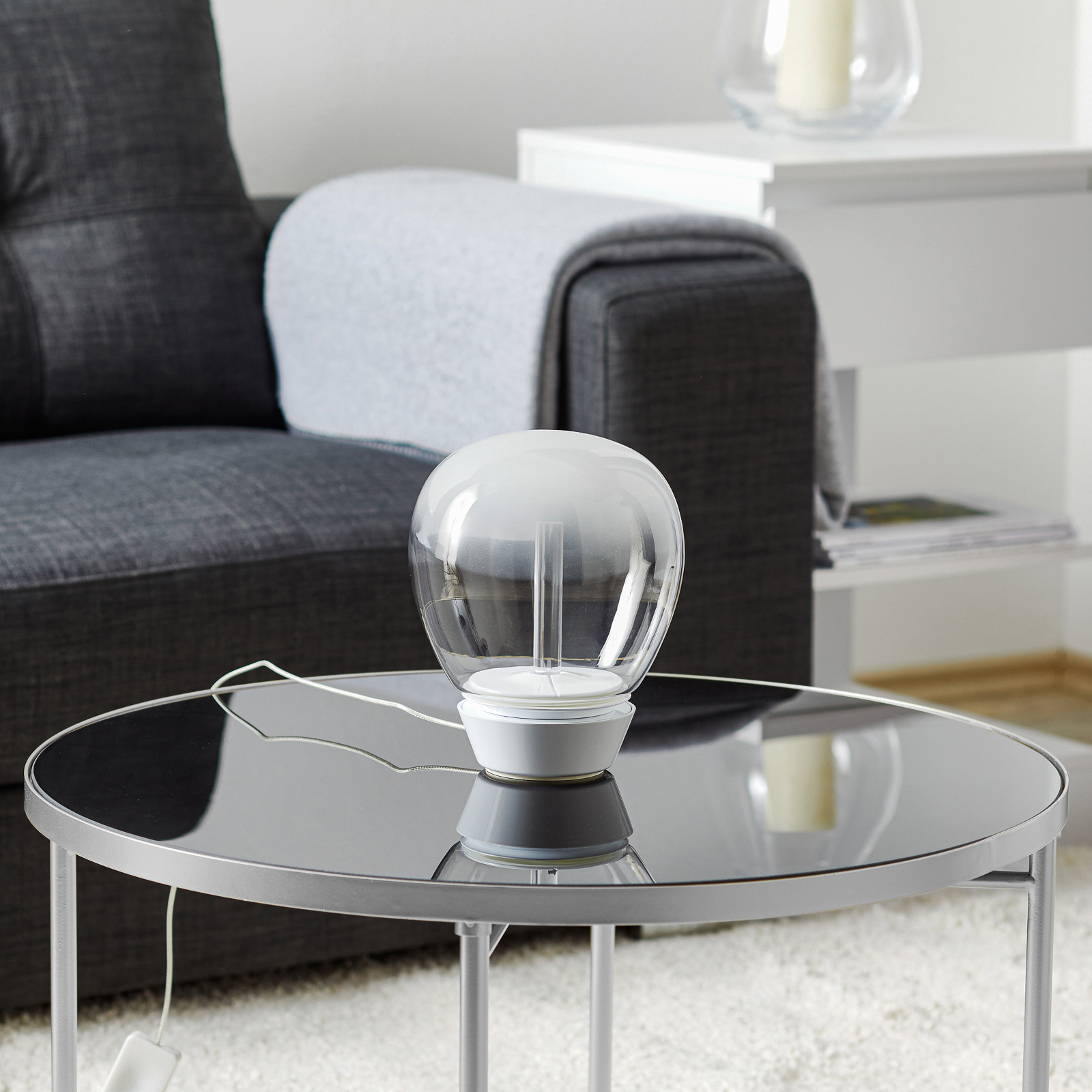 Artemide Empatia designer LED desk lamp, 16 cm, for Living / Dining Room, glass, plastic, aluminium, 11 W, energy efficiency: A+, H: 19 cm