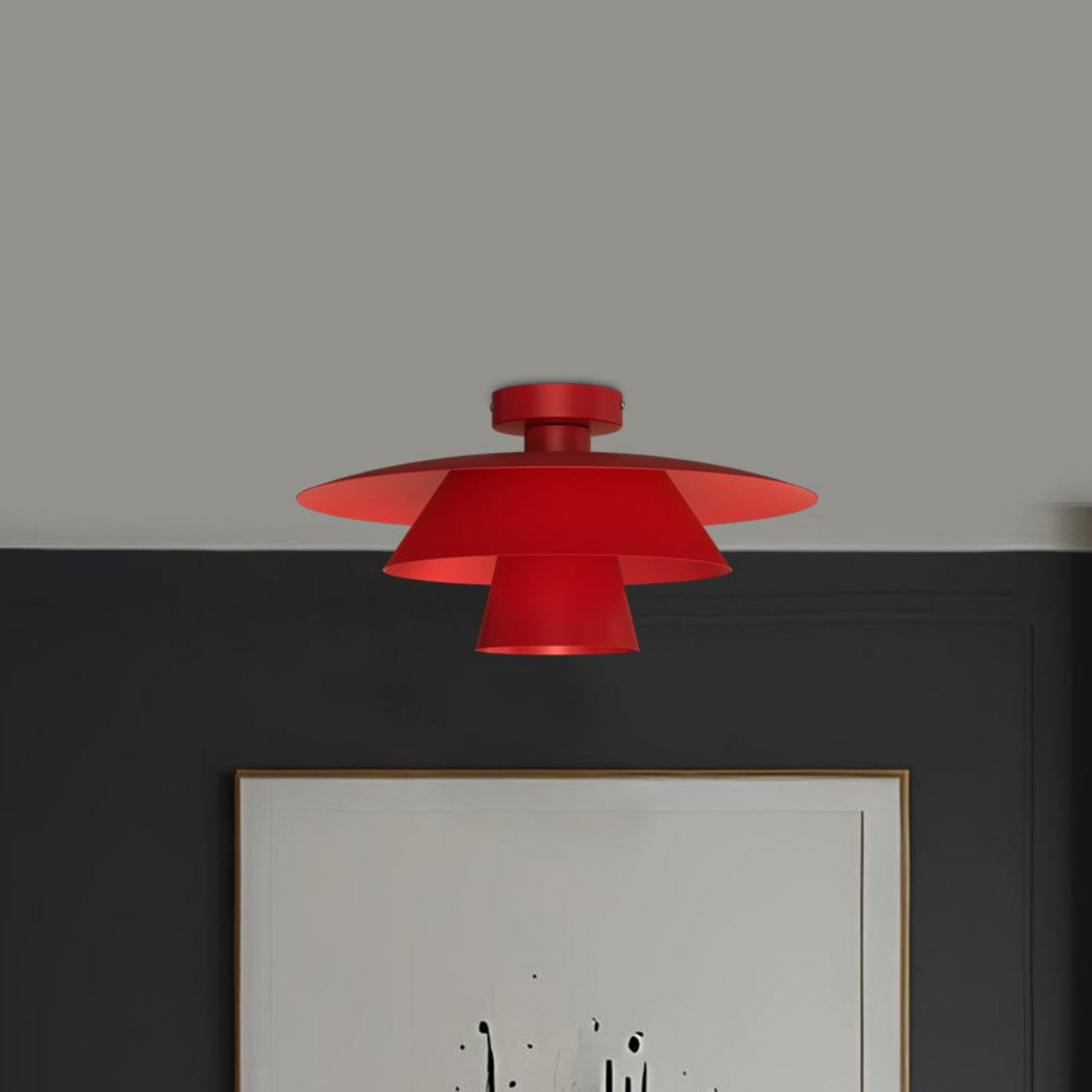 Deckenleuchte Plato, rot, Metall, Ø 38 cm, E27