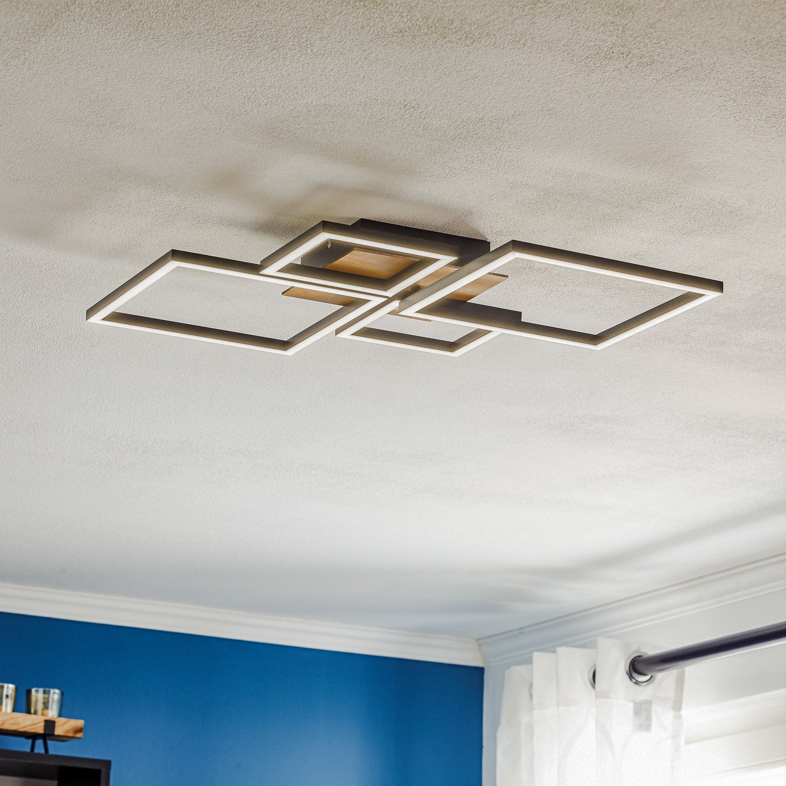 LED ceiling light Frame, Step dimmable, 4-bulb wood