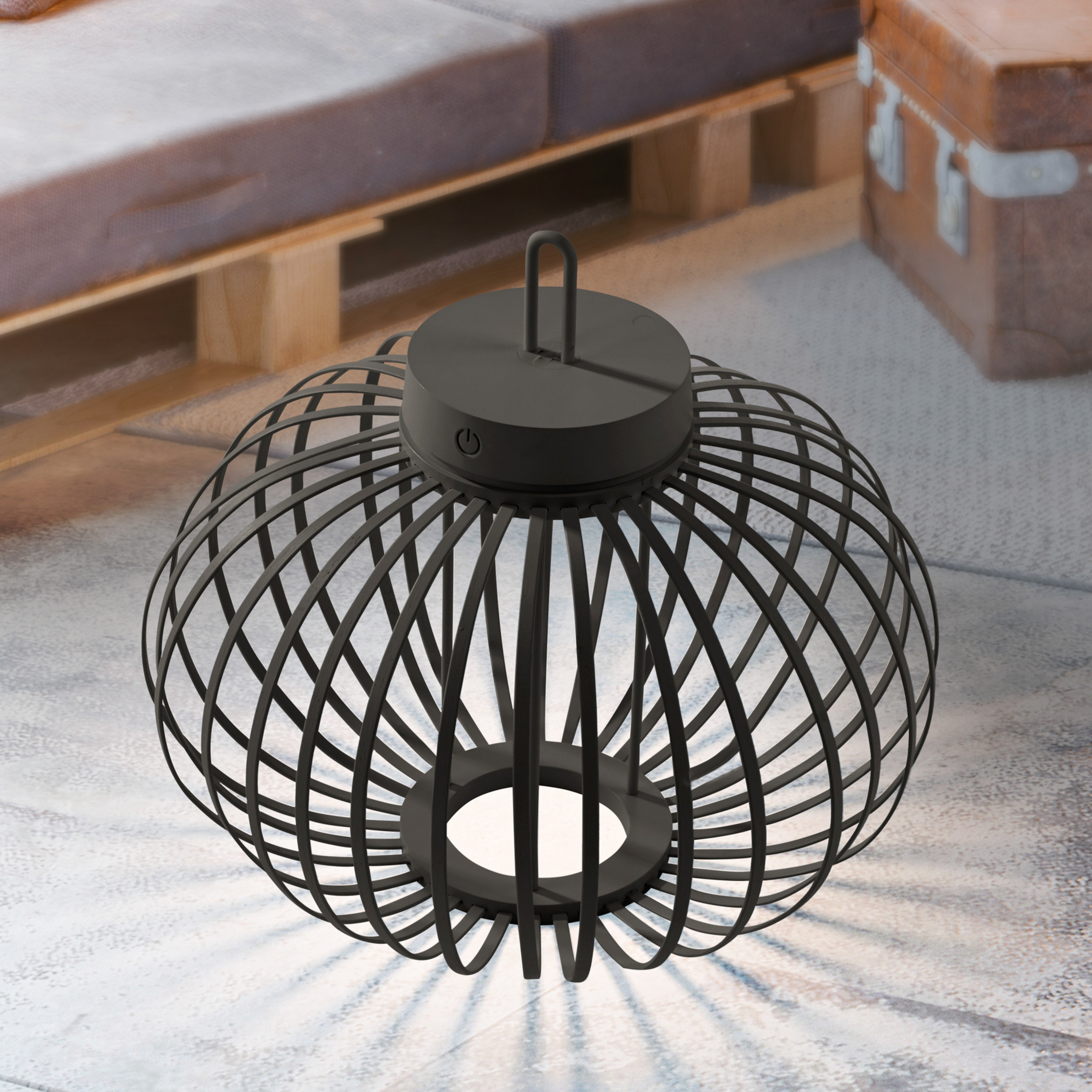 JUST LIGHT. Akuba LED ladattava pöytävalaisin musta 33 cm bambu