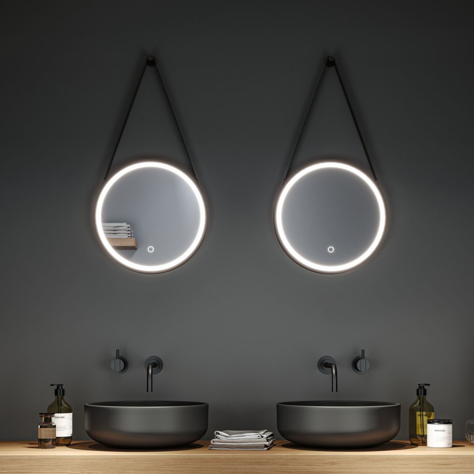 Miro LED Illuminated Miroir TW IP44 Mat Noir - Paulmann