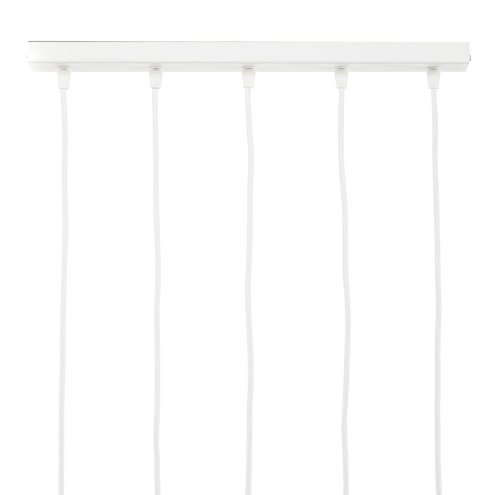 Thin pendant light, white, 5-bulb, linear