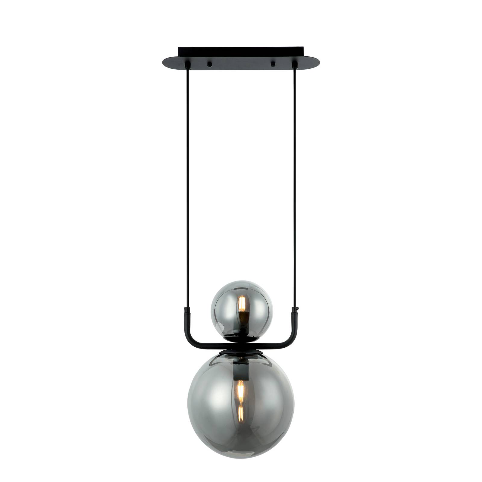 Suspension Mira style vintage 2 l. gris fumé