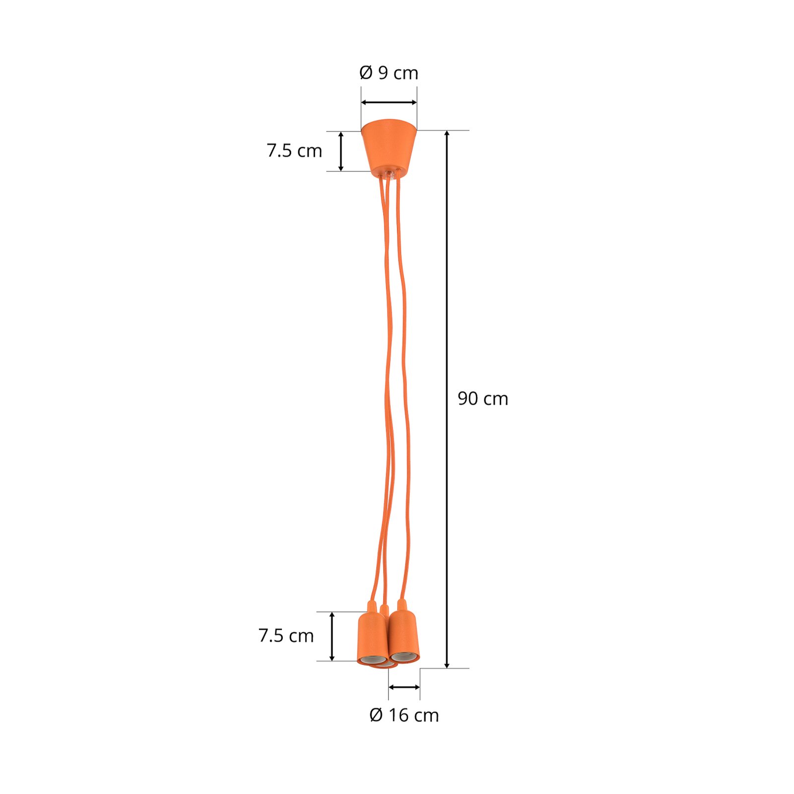 Brasil hanging light, orange, 3-bulb