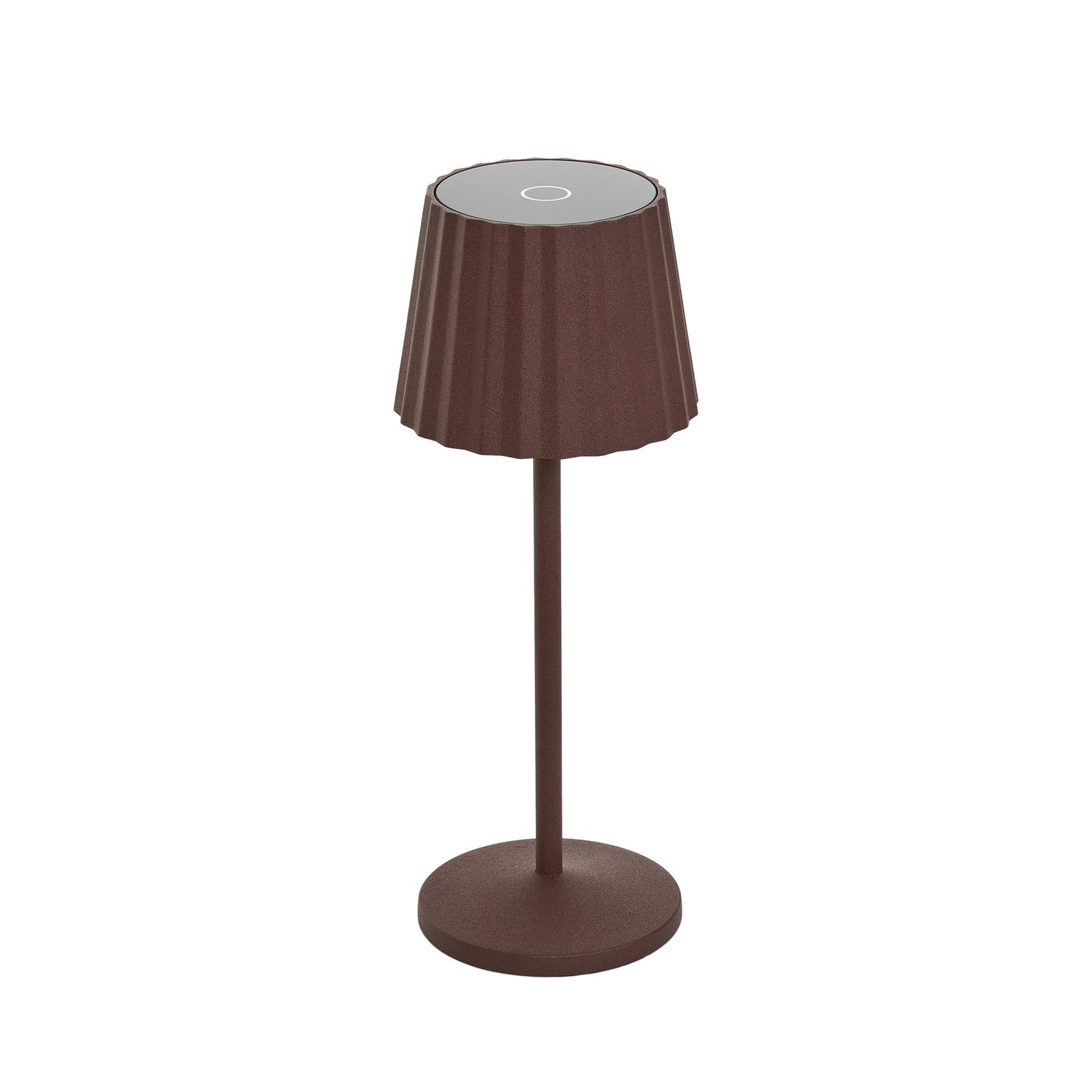 Lindby Lampada da tavolo LED ricaricabile Esali, marrone ruggine, set di 3