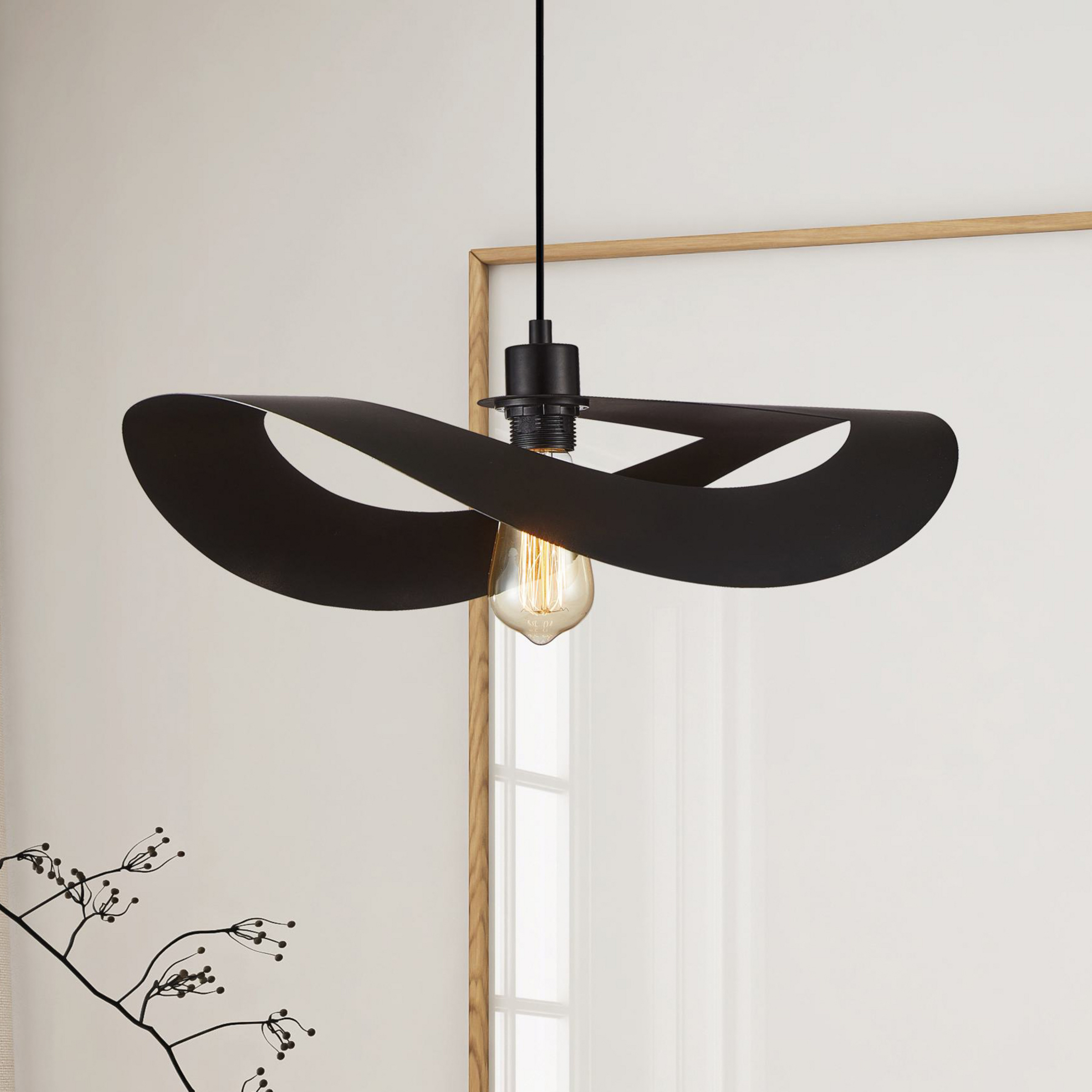 Lámpara colgante Mas, negra, Ø 50 cm, metal