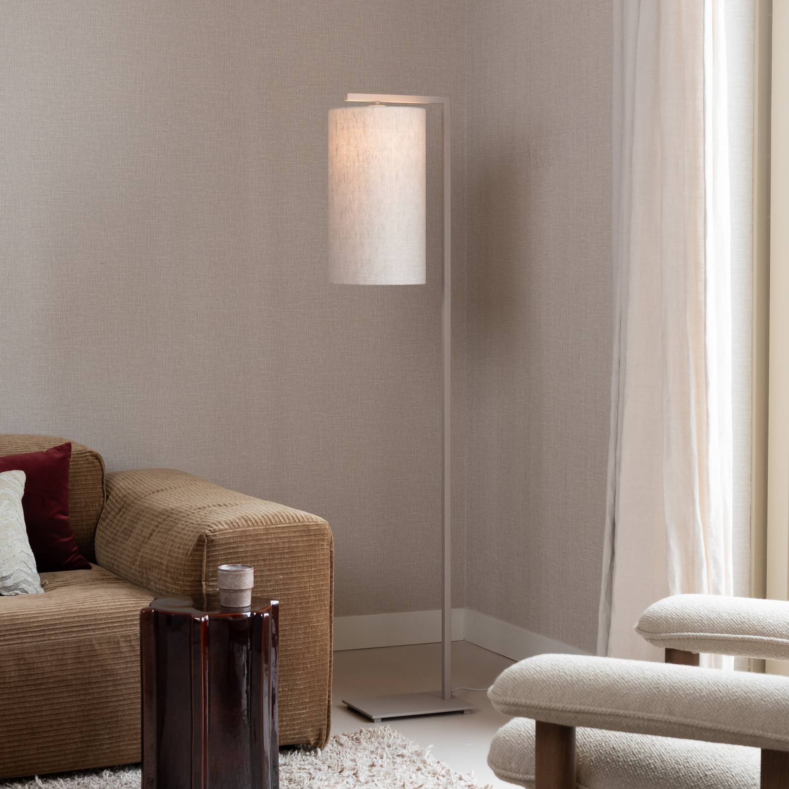 IT'S ABOUT ROMI Stehlampe Boston, Ø25cm, hellgrau/sandfarben günstig online kaufen