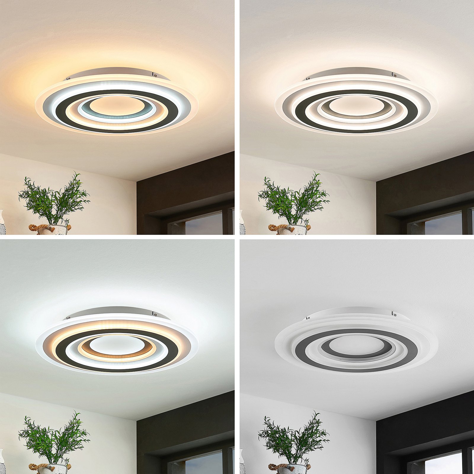Jazmina LED Plafonnier Anthracite/White - Lindby