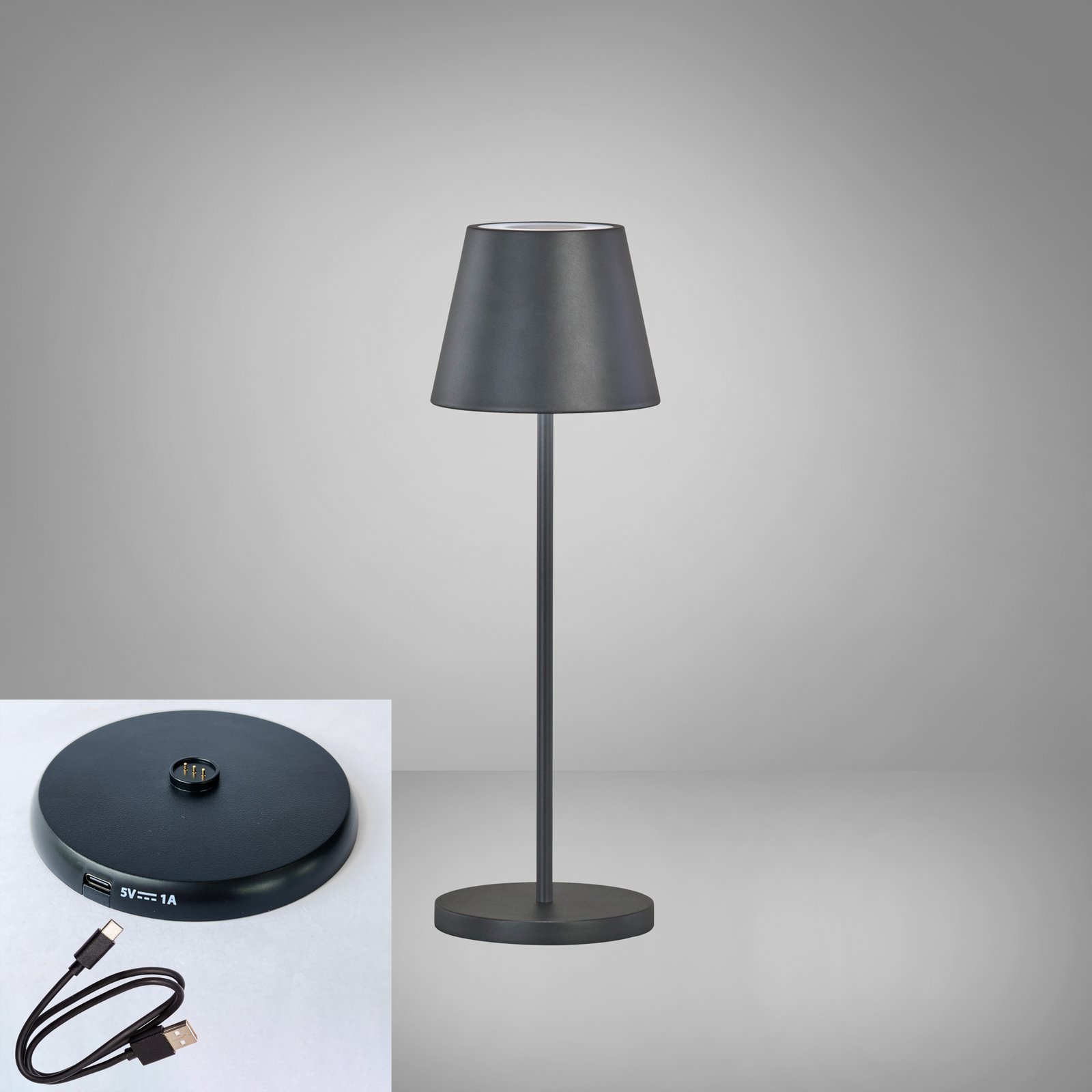 LED-Akku-Tischlampe Cosenza 2.0 Höhe 34 cm schwarz