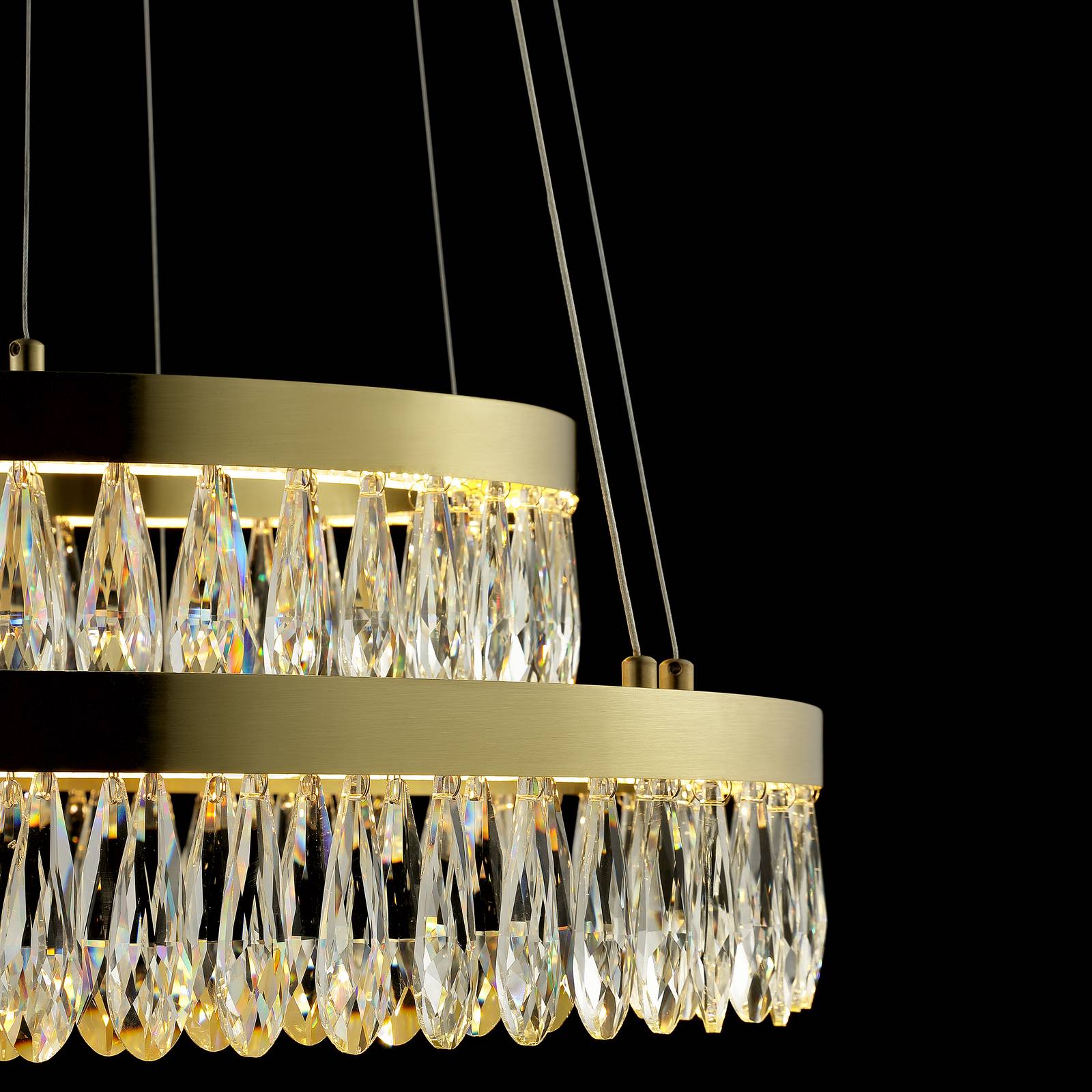 Żyrandol LED Celestia, Ø 60 cm, kolor mosiężny, kryształ