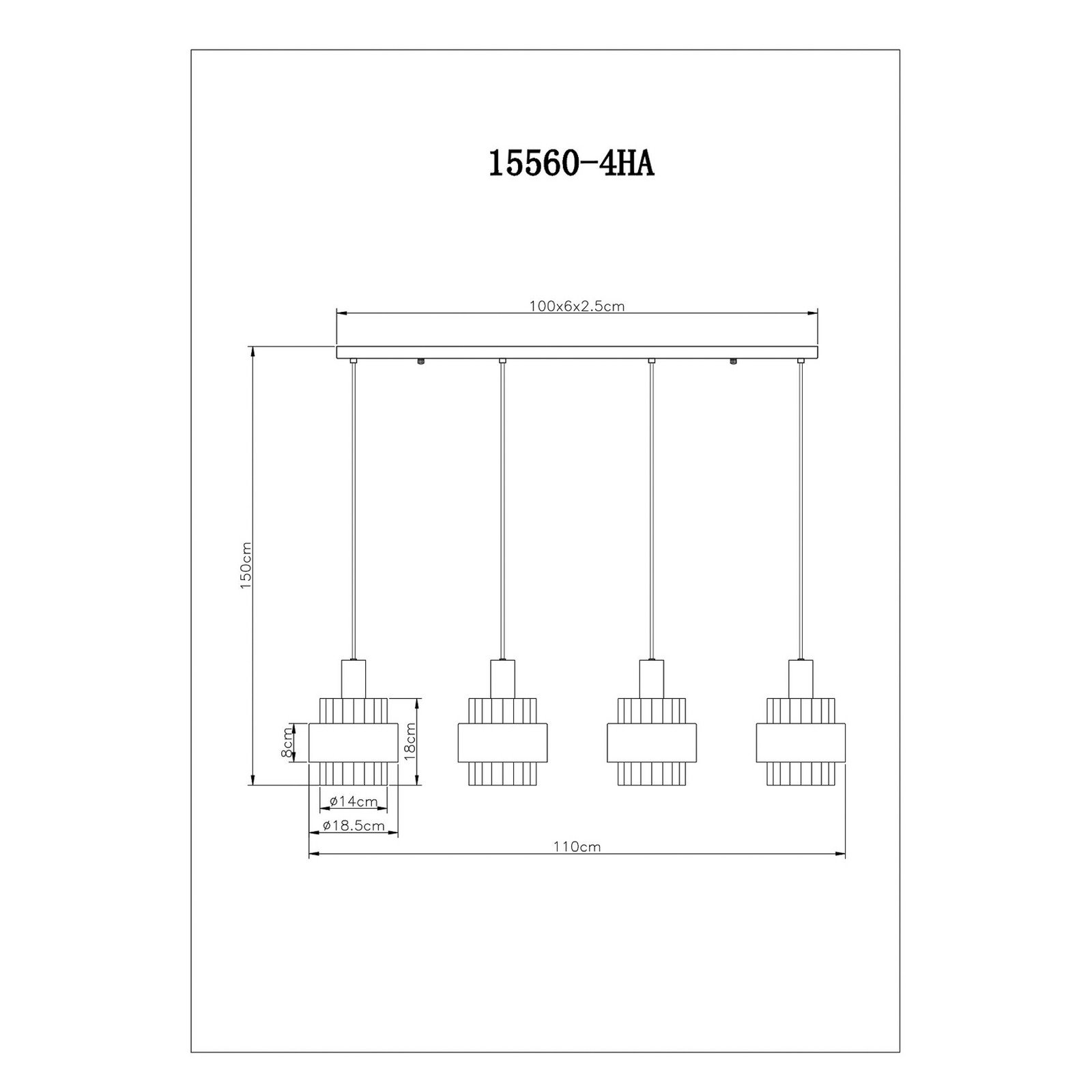 Globo Lampă suspendată Milley lungime 110 cm culoare bronz 4 becuri - Camera de zi / sufragerie - modern - bronz chihlimbar clar negru - Metal