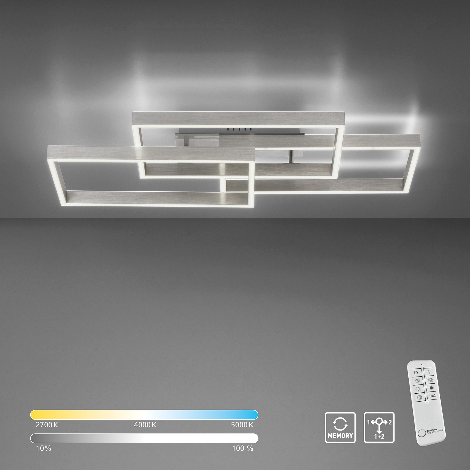 Φωτιστικό οροφής Paan LED, dimmable, CCT, ορθογώνιο