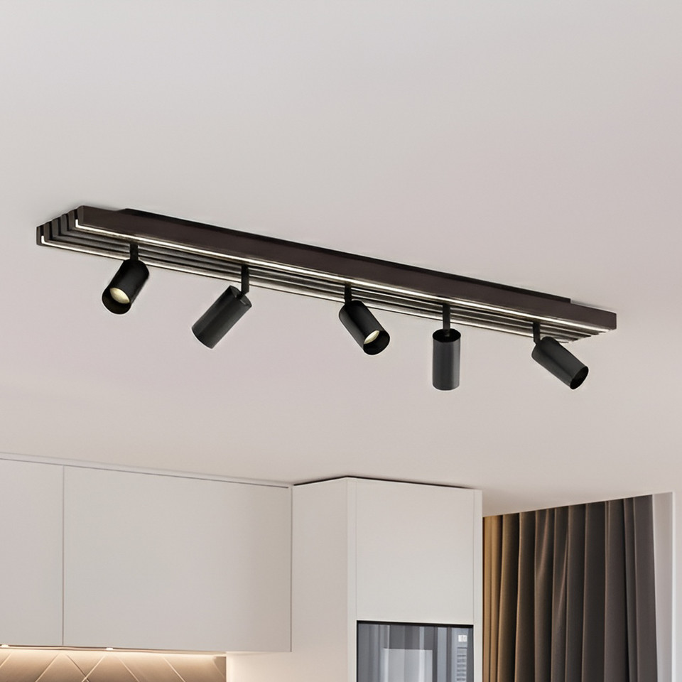 Lucande Tiron LED-takspotlight, trä från Lucande