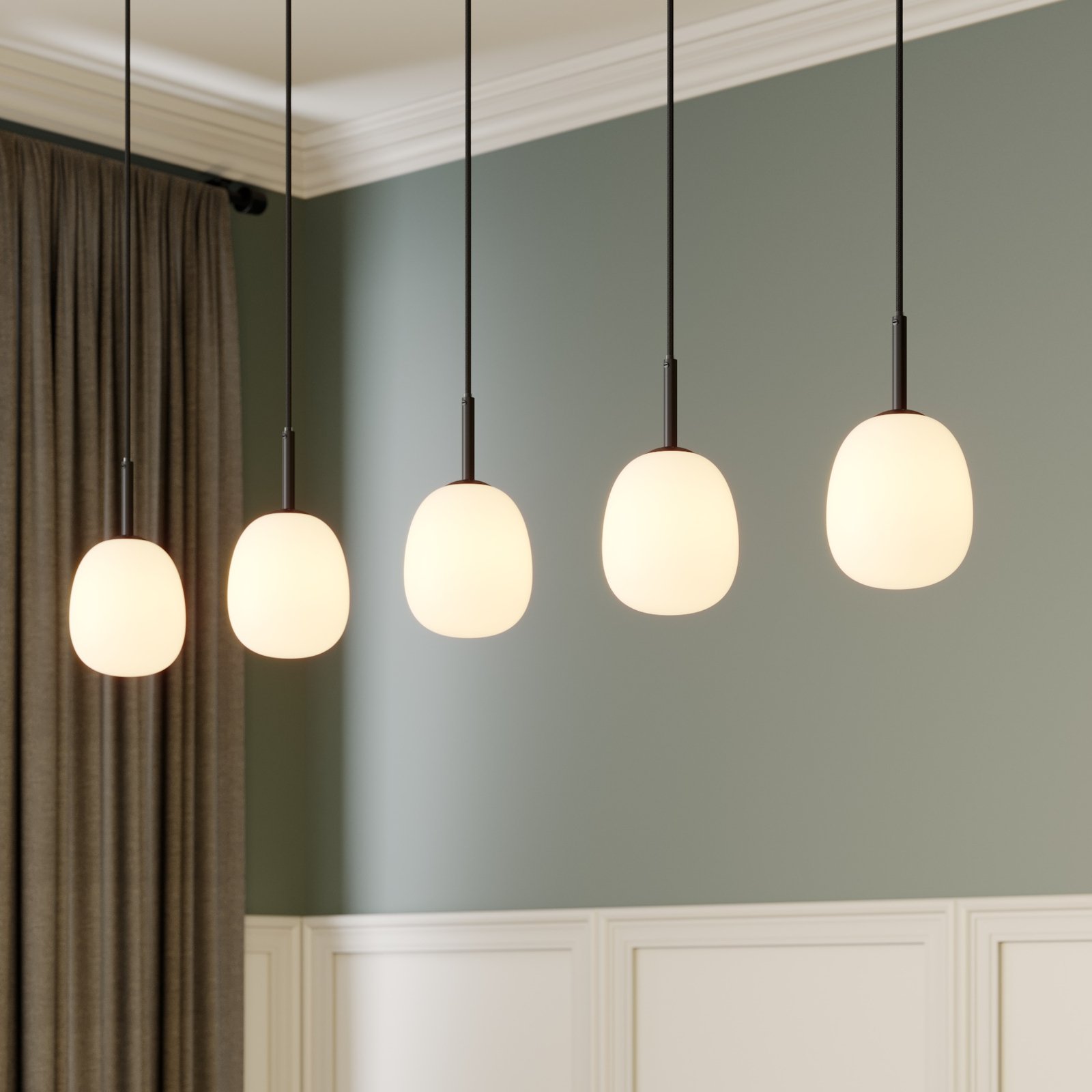 Etiena 5 Hanglamp Opal/Black - Lindby