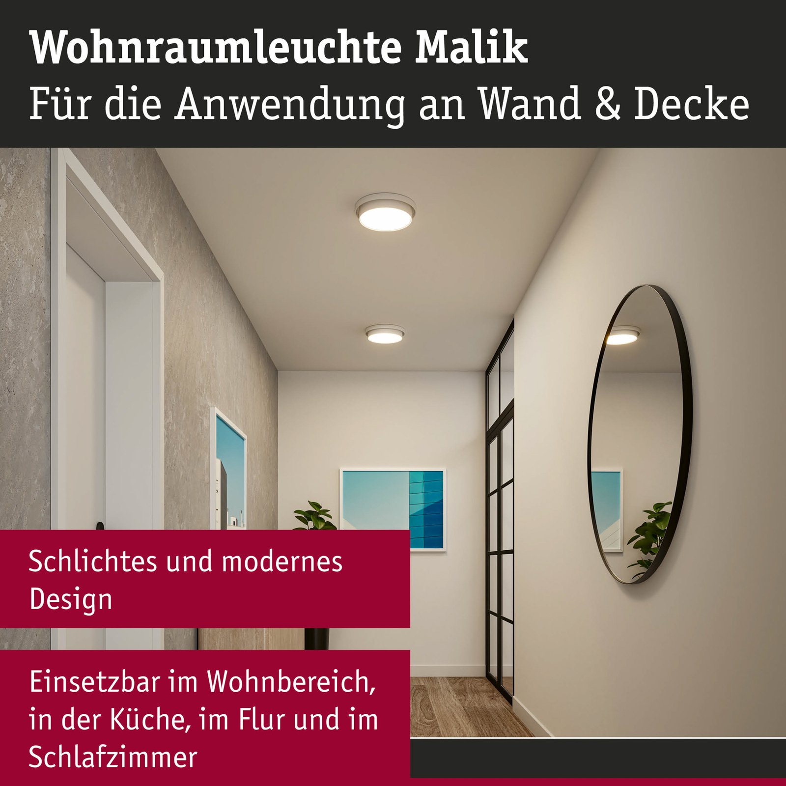 Malik LED Stropní Lampa 3-step Dim. Bílá - Paulmann