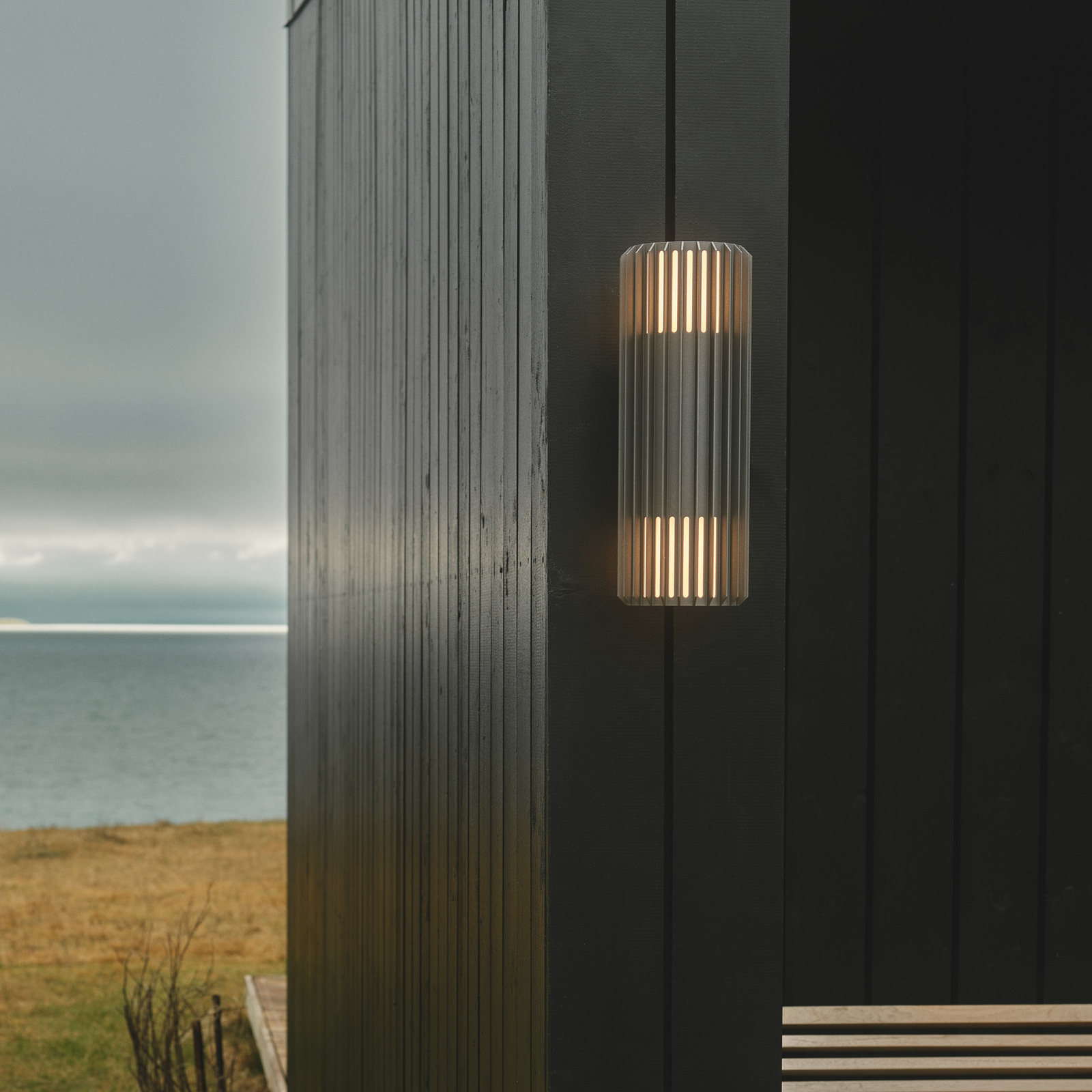 Utendørs vegglampe Aludra Double Seaside, aluminium, antrasitt