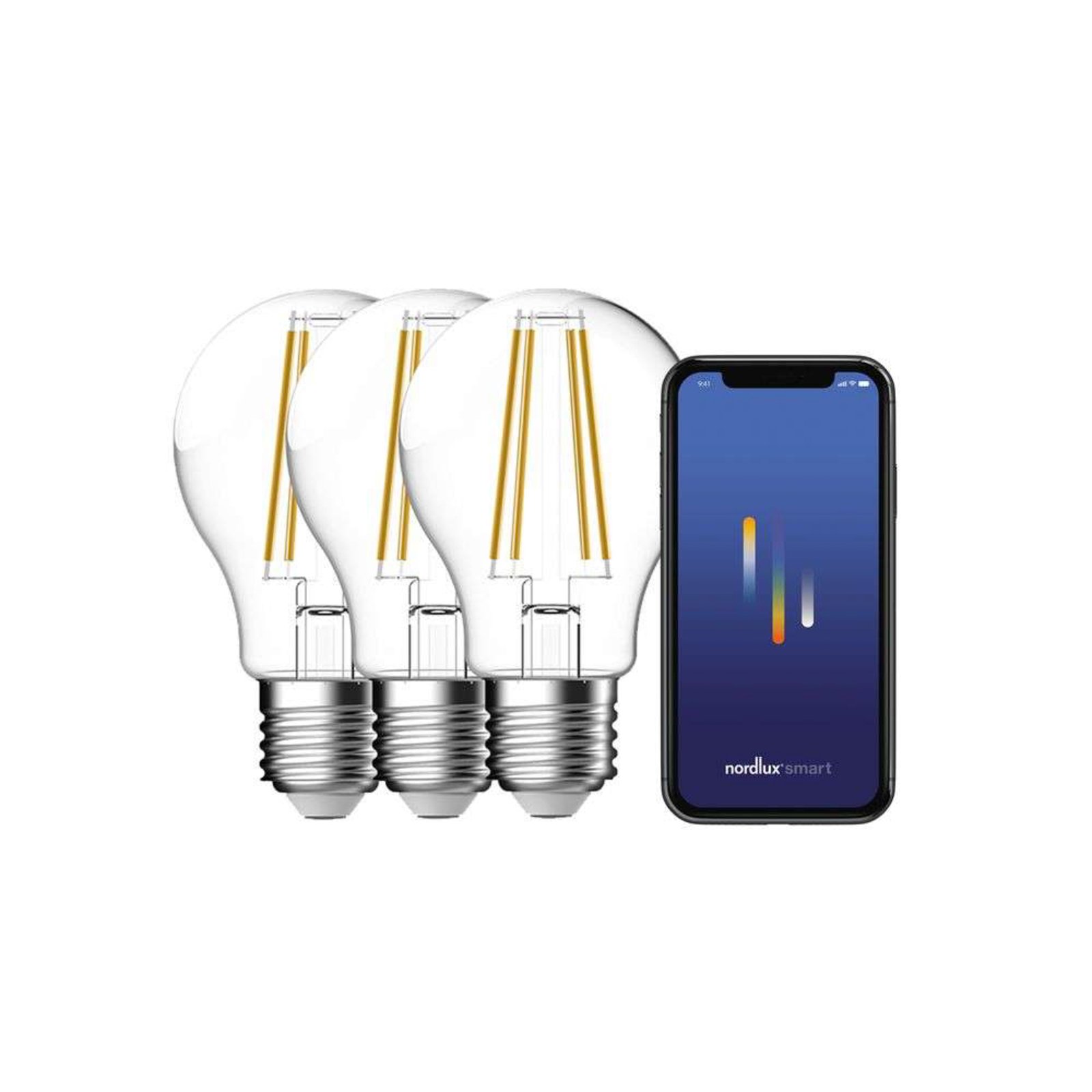 Becuri Smart 4,7W (600lm) 2200-6500K Clear 3-pack E27 - Nordlux