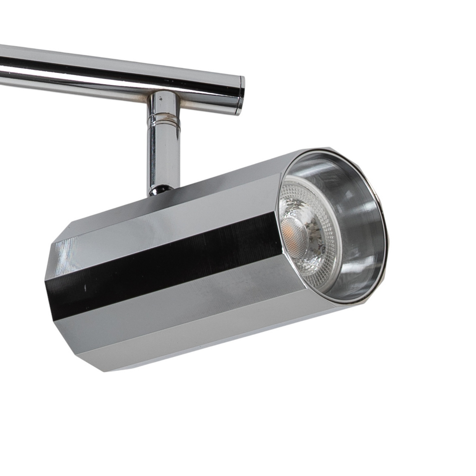 Oktano downlight, chrome-coloured Length 30 cm 2-bulb metal