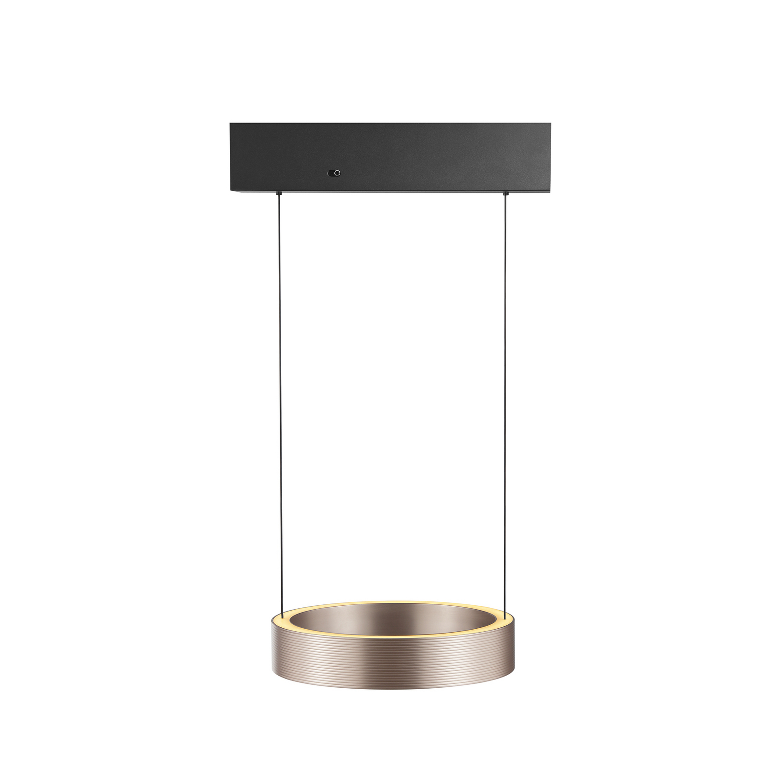 Lampada LED a sospensione Axion, nera/marrone, lunghezza 32 cm, CCT Lampada LED a sospensione Axion, nera/marrone, lunghezza 32 cm, CCT
